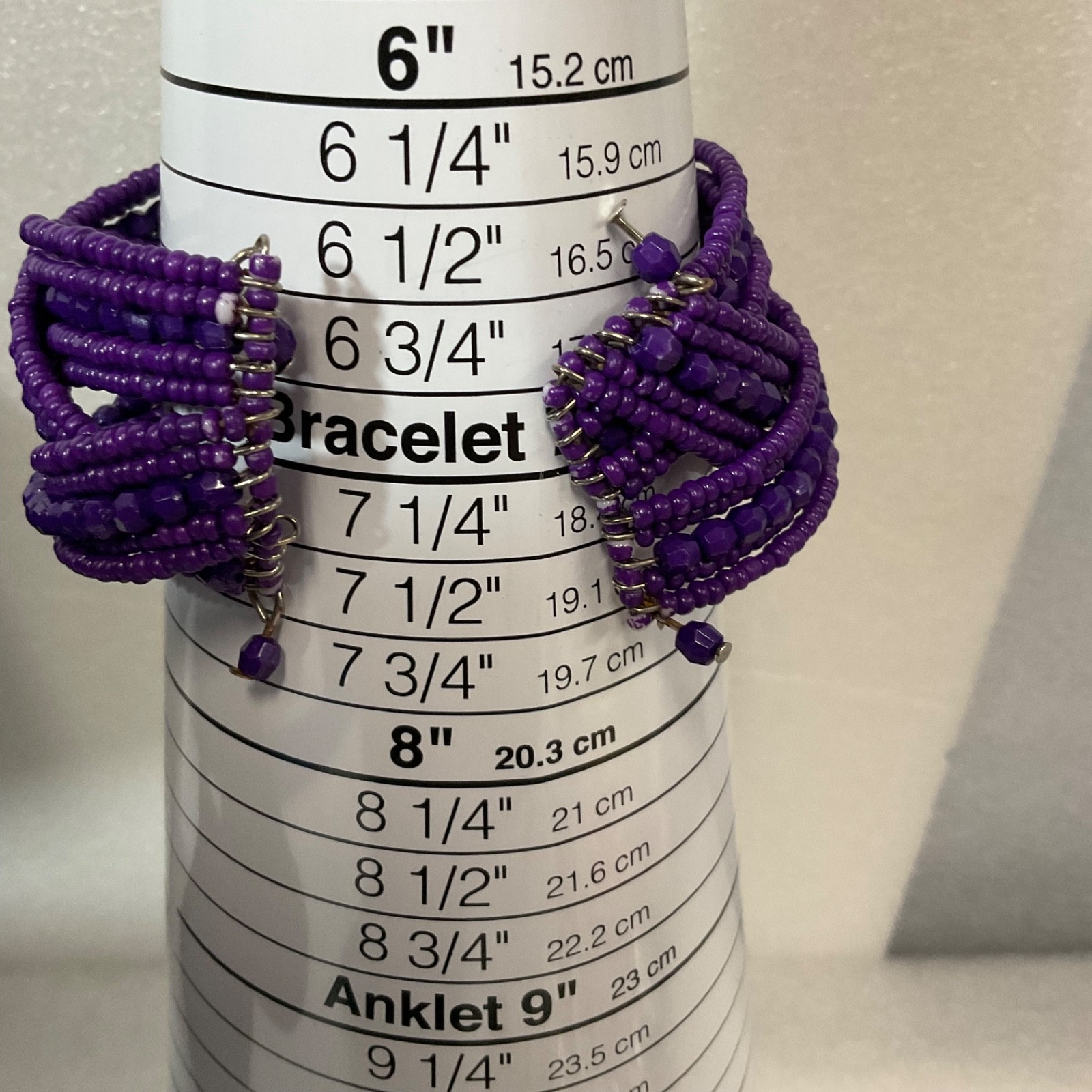 Purple Beaded Coil Wrap Bracelet Multi-Strand Seed Beads Cuff Fashion Jewelry - Image 7