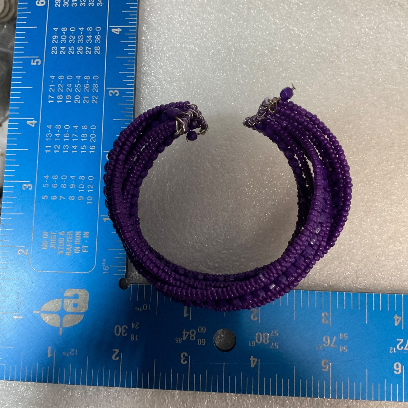 Purple Beaded Coil Wrap Bracelet Multi-Strand Seed Beads Cuff Fashion Jewelry - Image 5