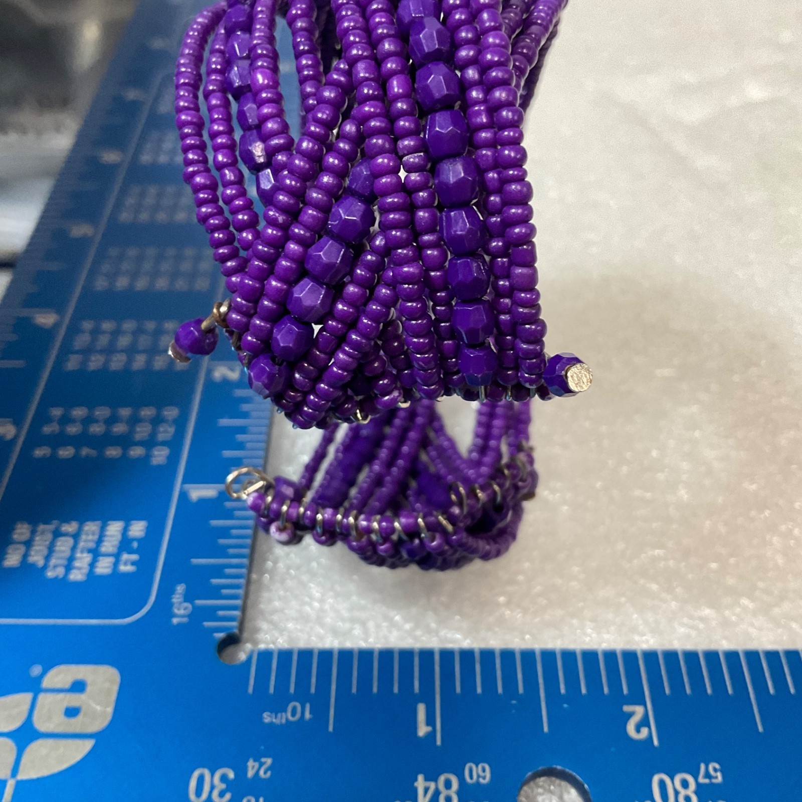 Purple Beaded Coil Wrap Bracelet Multi-Strand Seed Beads Cuff Fashion Jewelry - Image 6