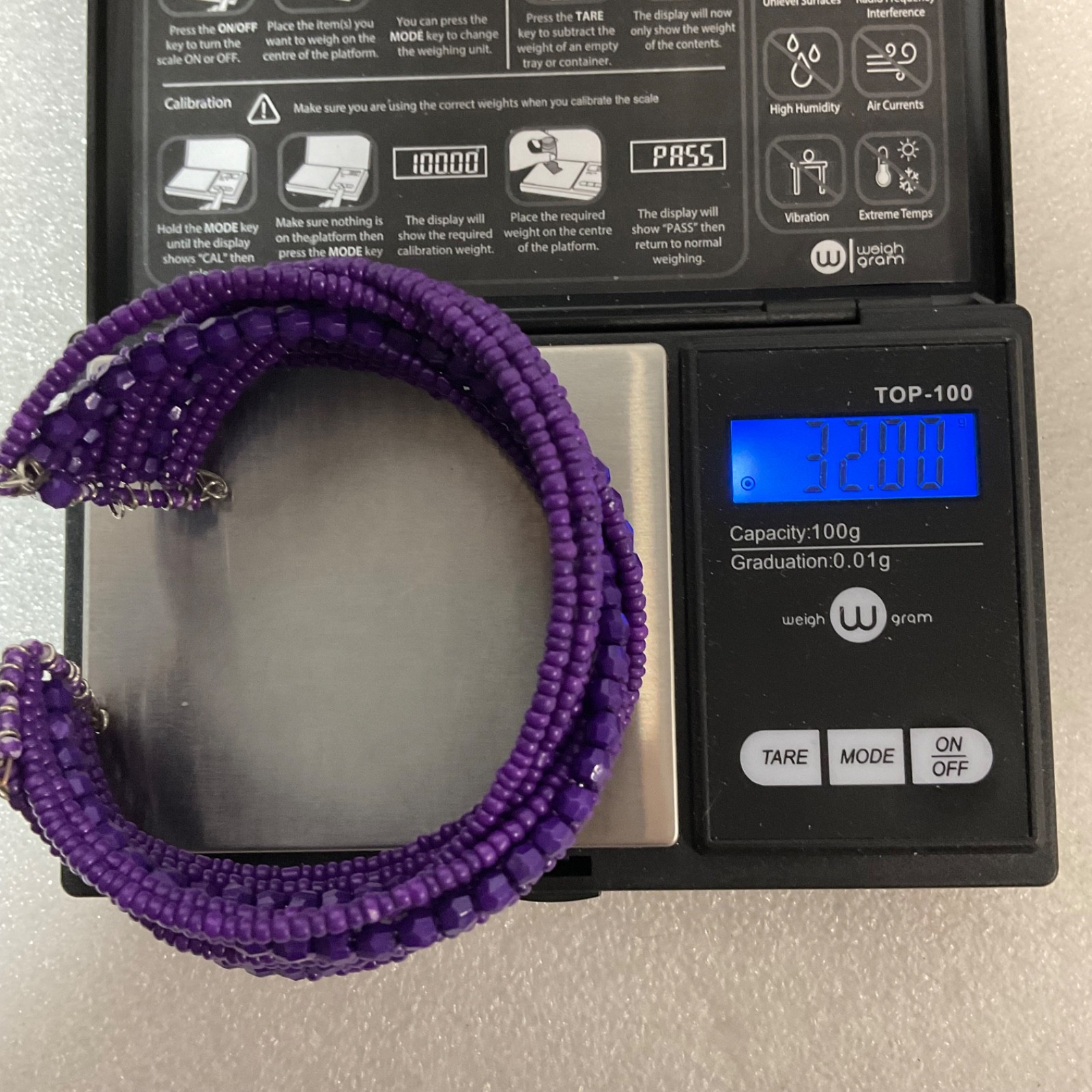 Purple Beaded Coil Wrap Bracelet Multi-Strand Seed Beads Cuff Fashion Jewelry - Image 9