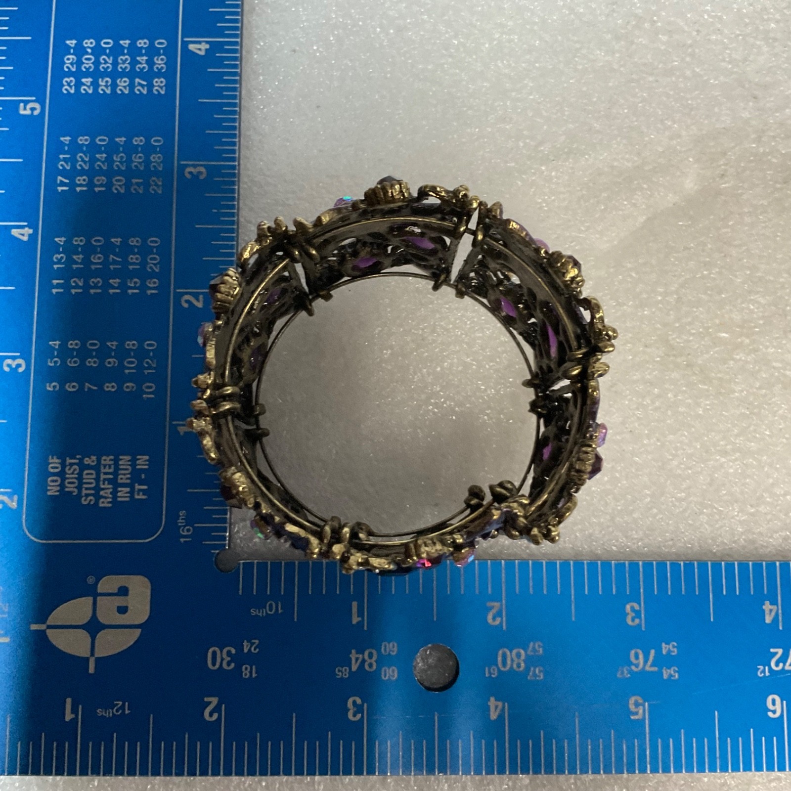 VTG Gothic Purple Crystal Butterfly Wide 6" Cuff Bracelet Boho Statement Jewelry - Image 8