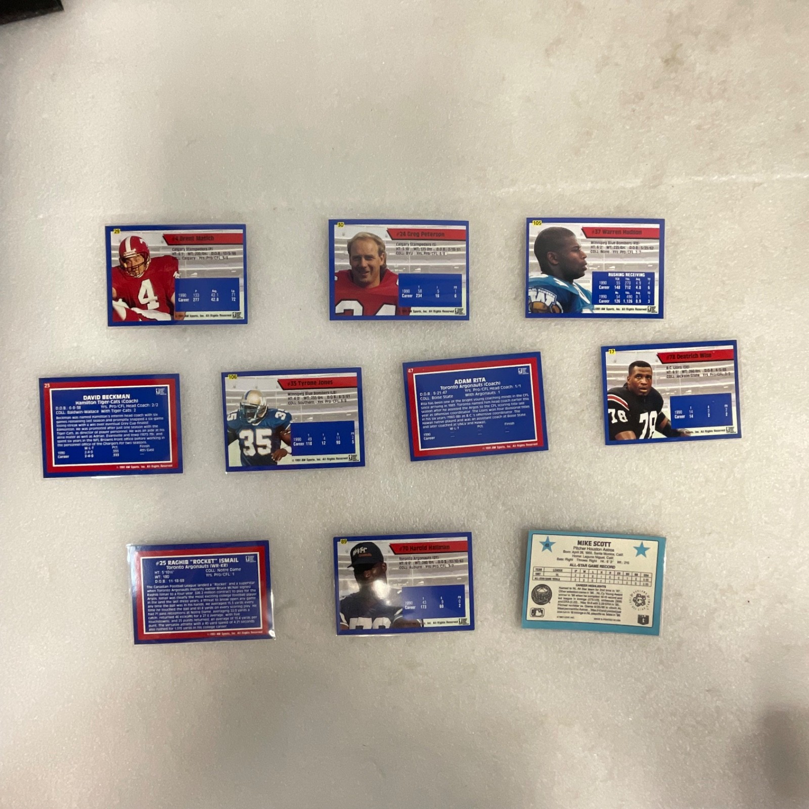 1991 AW Sports CFL 10 Card Lot Rocket Ismail Mike Scott Donruss - Image 22