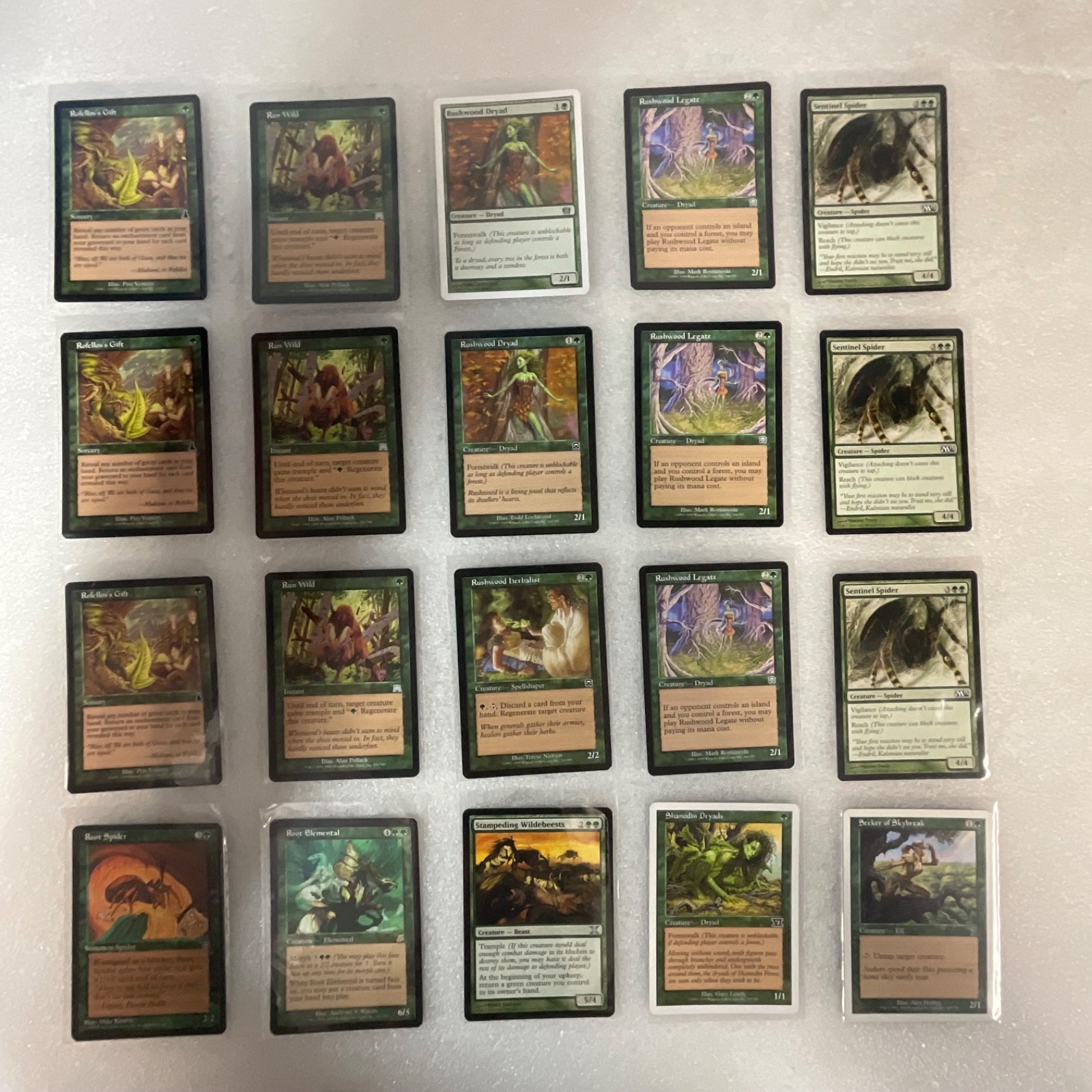MTG 20 Card Green Lot Rofellos’s Gift Run Wild Root Elemental Mixed - Image 1