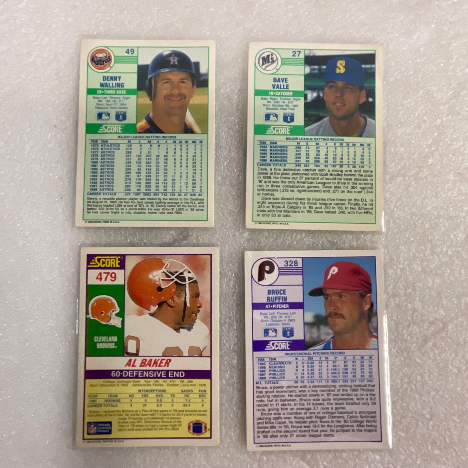 1989-1990 Score MLB NFL Card Lot 40 Schmidt Larkin Singletary - Image 16