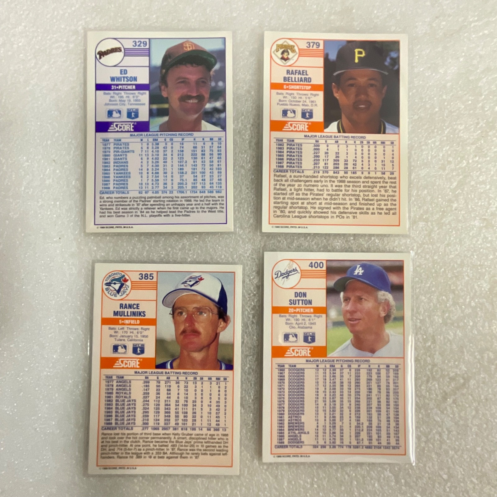 1989-1990 Score MLB NFL Card Lot 40 Schmidt Larkin Singletary - Image 18