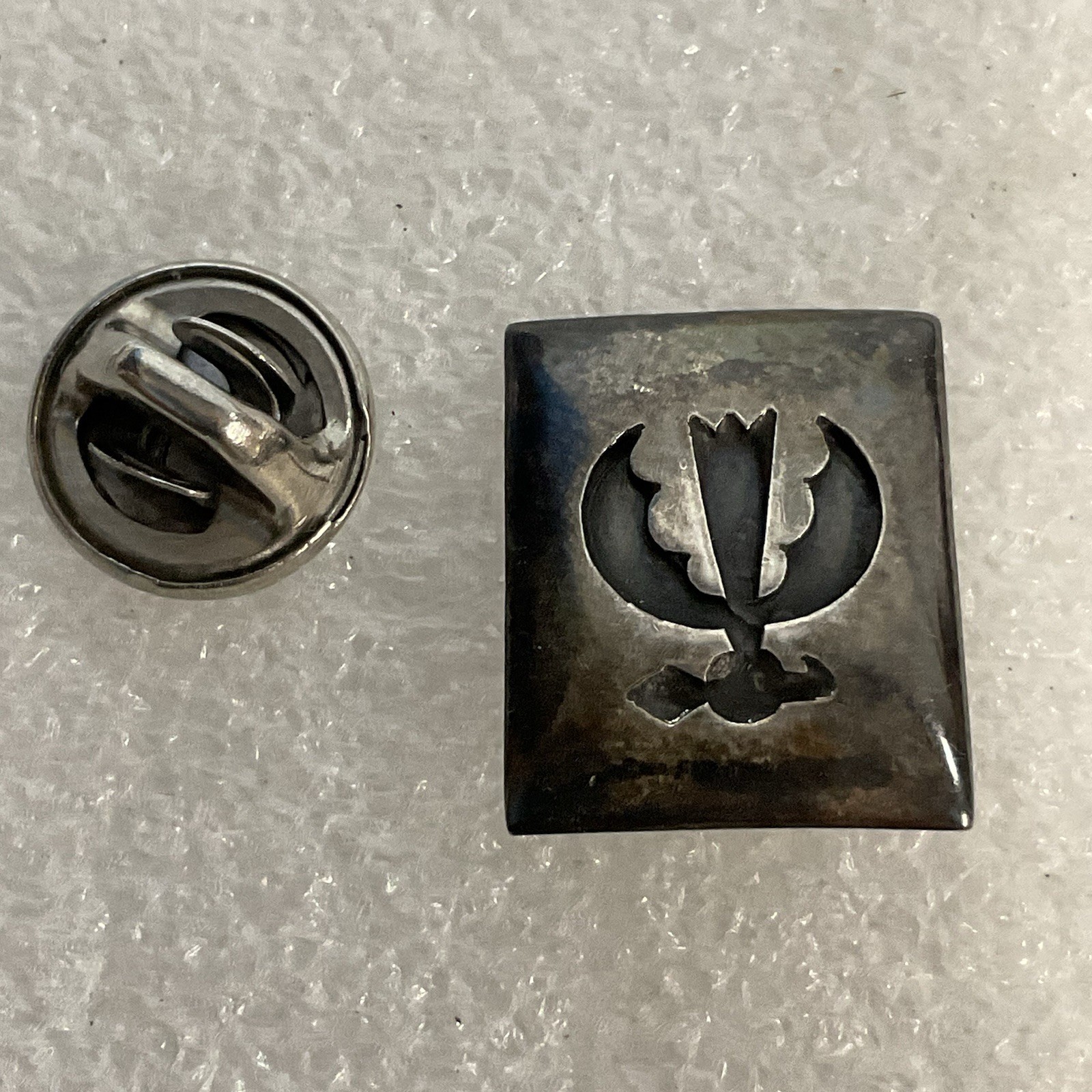 Vintage Silver Toned Southwestern Style Thunderbird Rectangular Metal Pin - Image 1