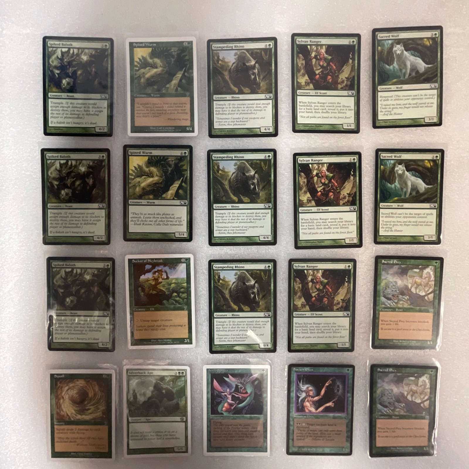 MTG 20 Card Green Lot Spiked Baloth Rhino Sylvan Ranger Mixed Sets - Image 1