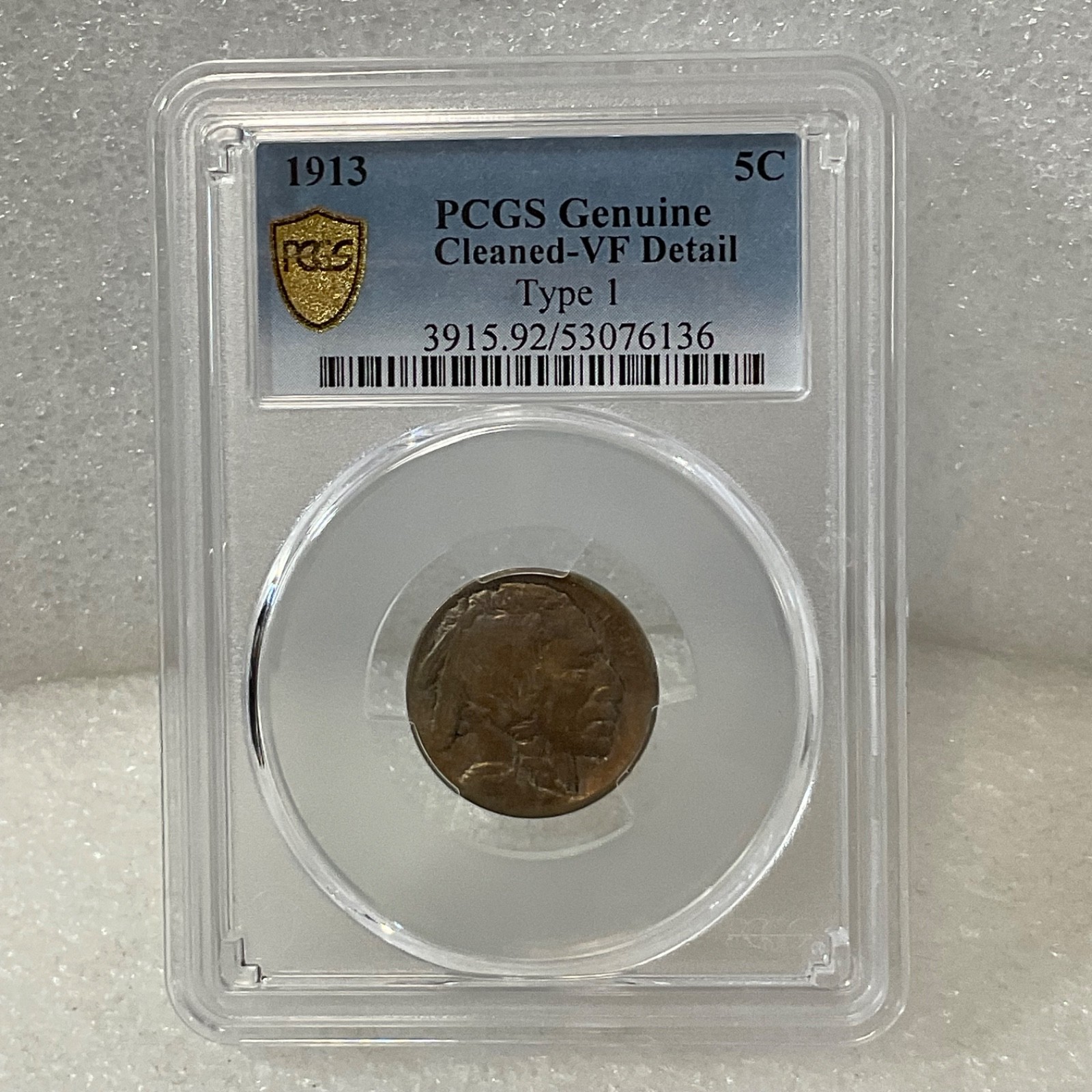 1913 Buffalo Nickel 5C Type 1 PCGS Genuine Cleaned VF Cert#53076136 - Image 8