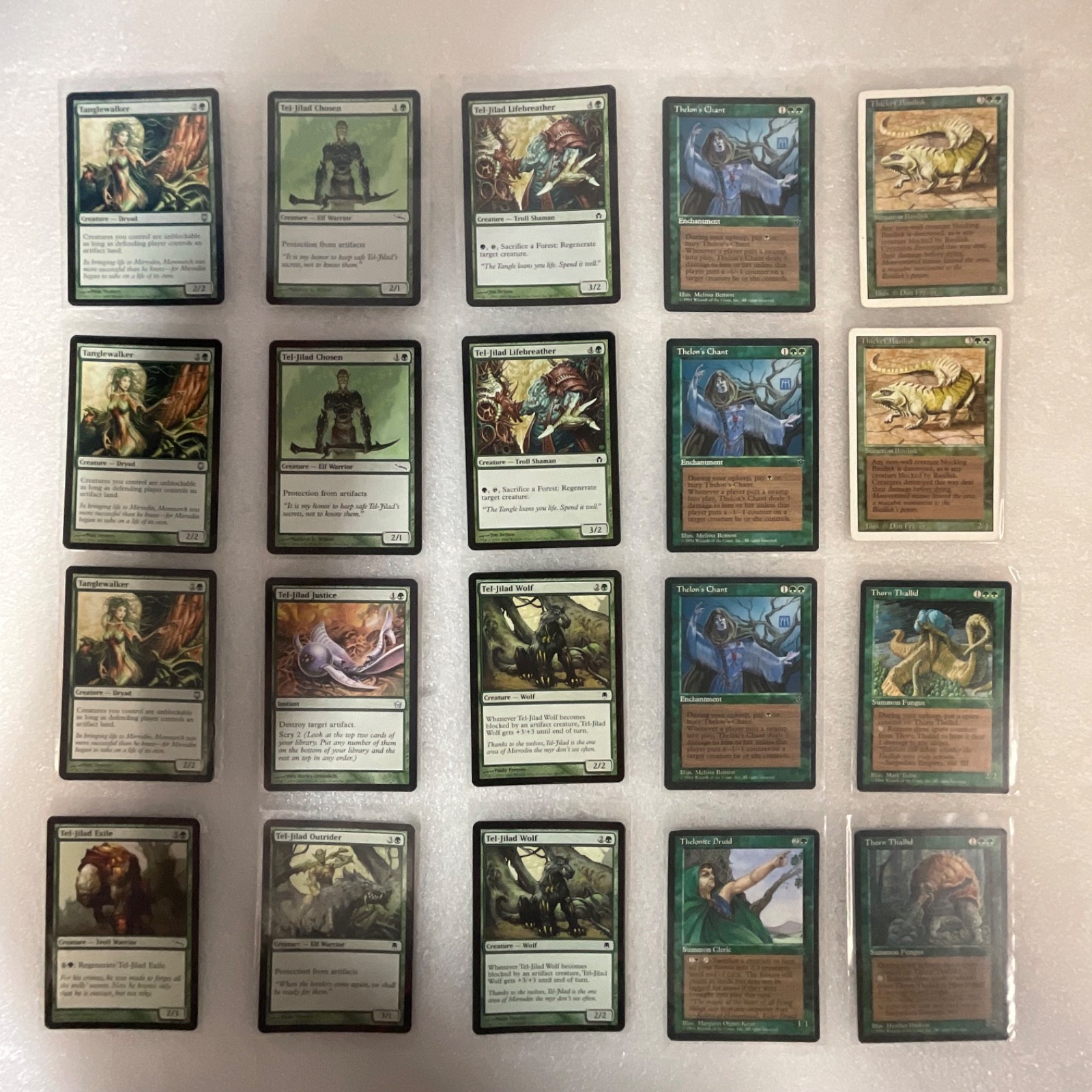 MTG 20 Card Green Lot Mirrodin Block Tel-Jilad Tanglewalker Artifact - Image 1