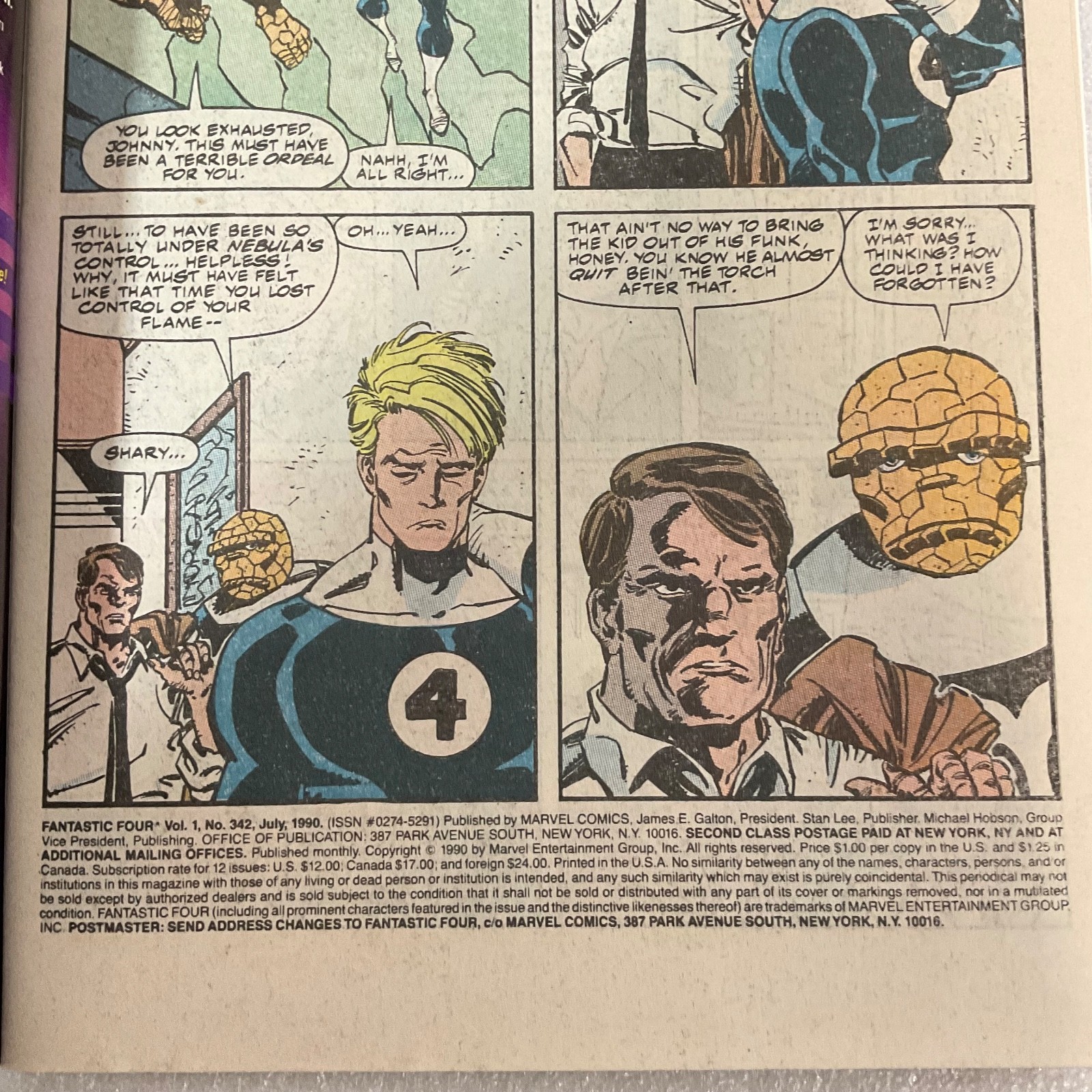 Fantastic Four #342 July 1990 Marvel Comic Spider-Man Cameo Human Torch Story - Image 4