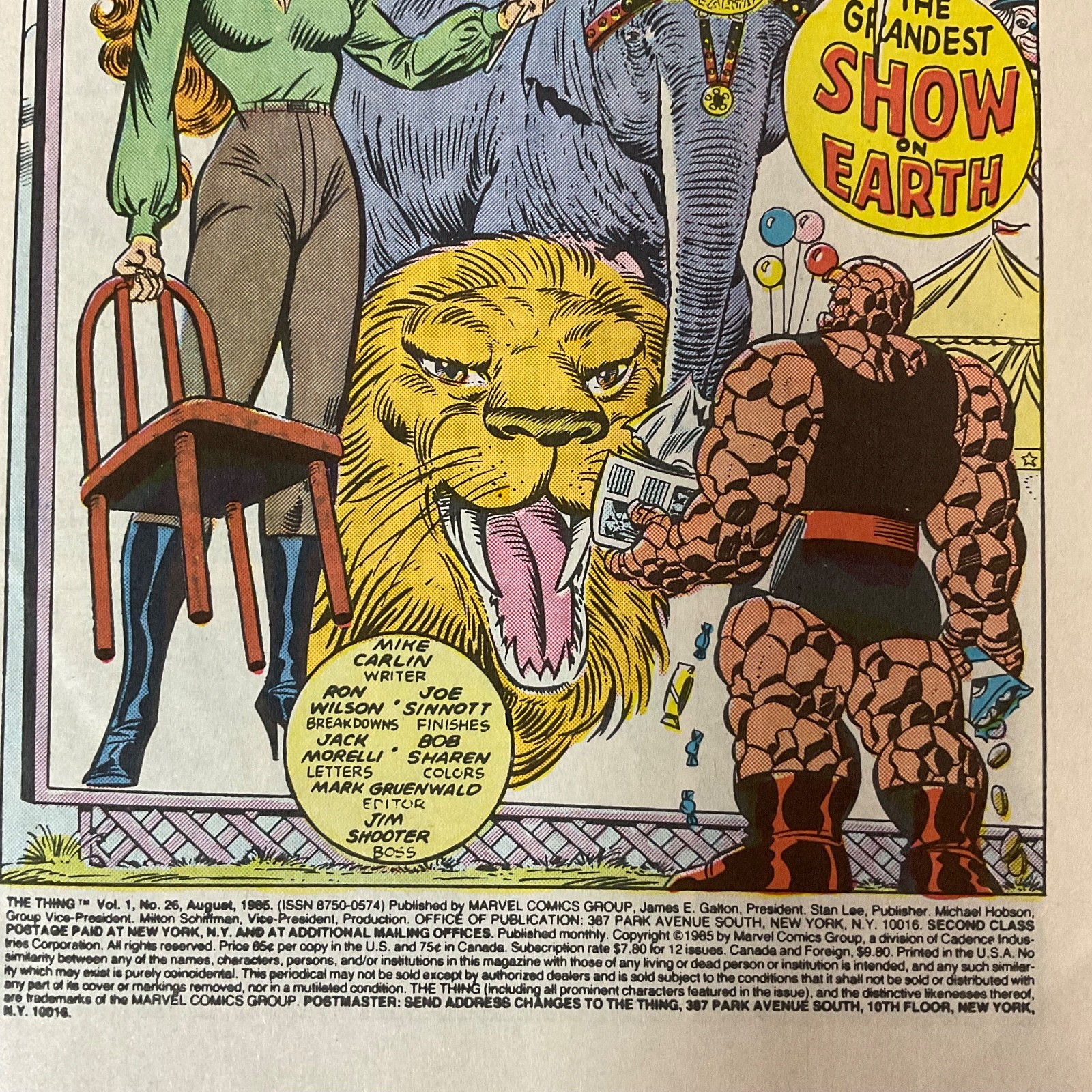 The Thing #26 Aug 1985 Marvel Comic Big Top Brawl Circus Battle Vintage - Image 4