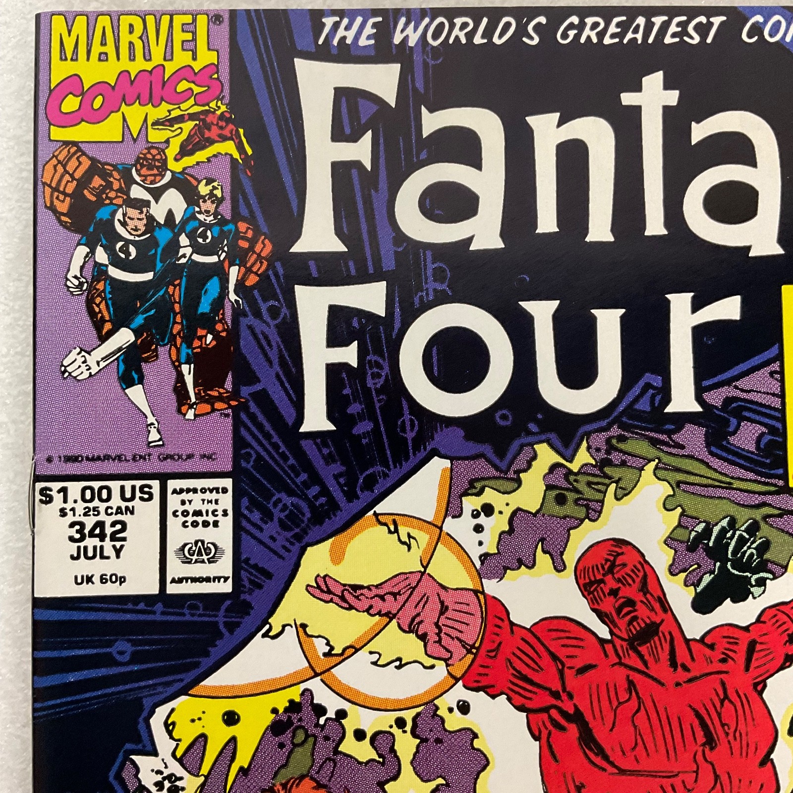 Fantastic Four #342 July 1990 Marvel Comic Spider-Man Cameo Human Torch Story - Image 5