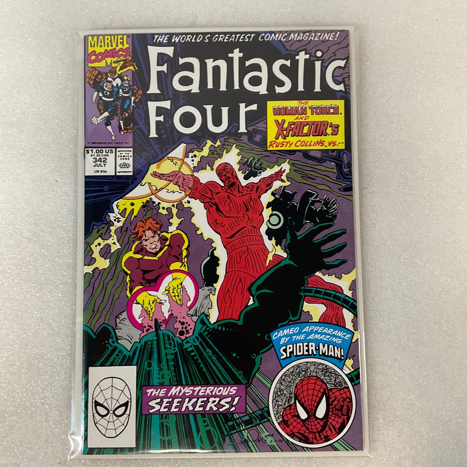 Fantastic Four #342 July 1990 Marvel Comic Spider-Man Cameo Human Torch Story - Image 13