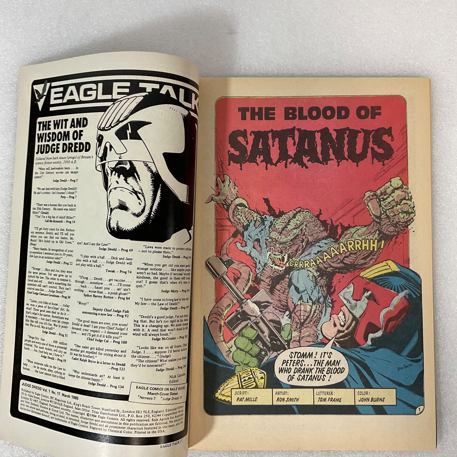 Judge Dredd Comic Book No 17 March 1985 Eagle Comics Vintage Sci-Fi Action - Image 3