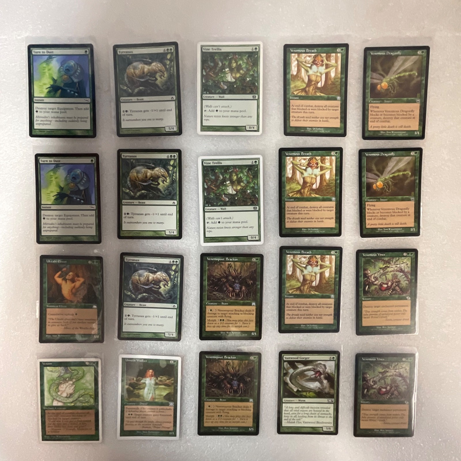 MTG 20 Card Green Lot Mixed Sets Fifth Dawn Masques Dragonfly Brackus - Image 1