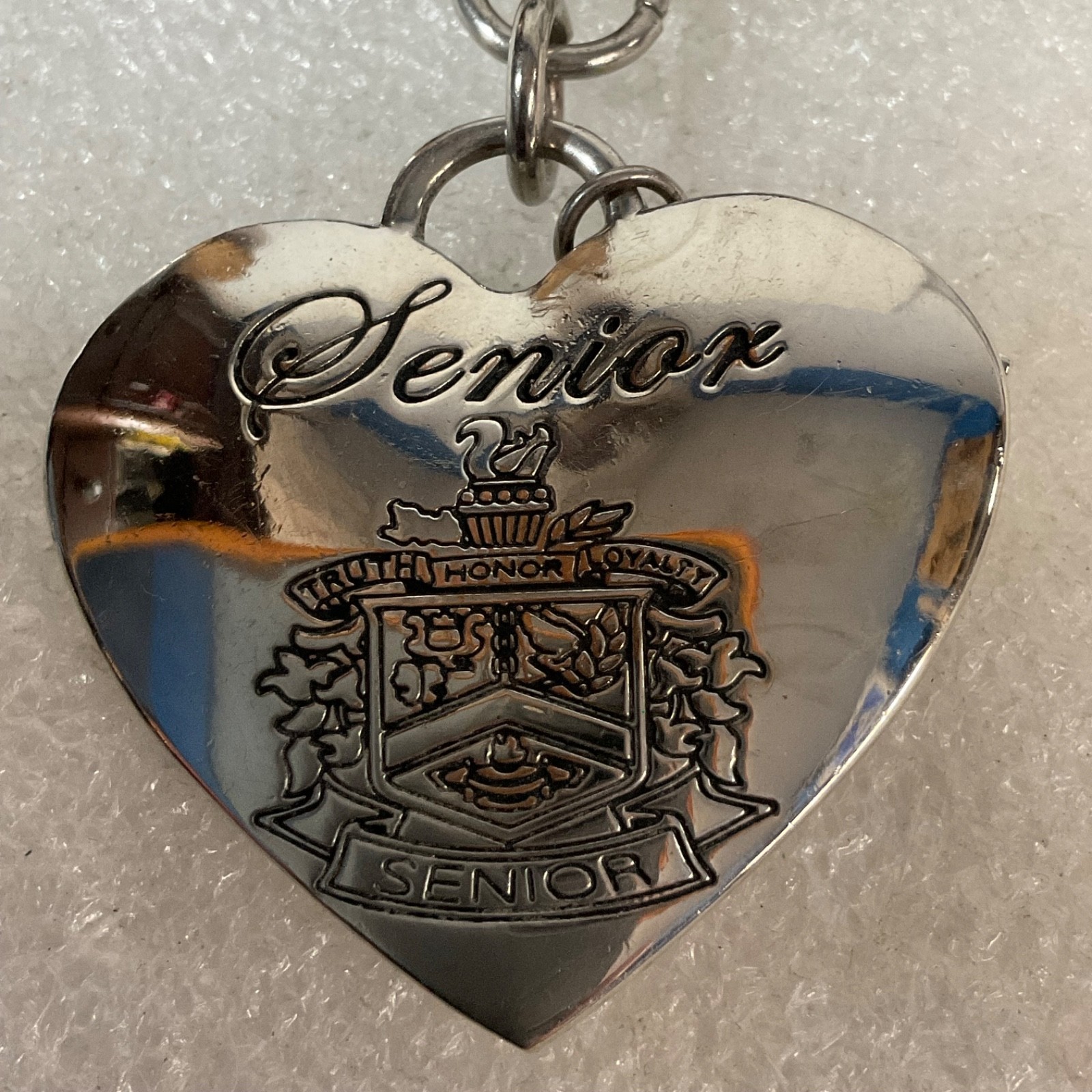 Class of 2012 Senior Heart Pendant Necklace w/ Crest & Rhinestone Charm - Image 2