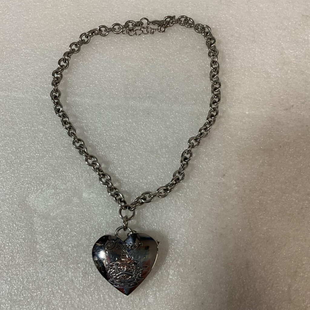 Class of 2012 Senior Heart Pendant Necklace w/ Crest & Rhinestone Charm - Image 1