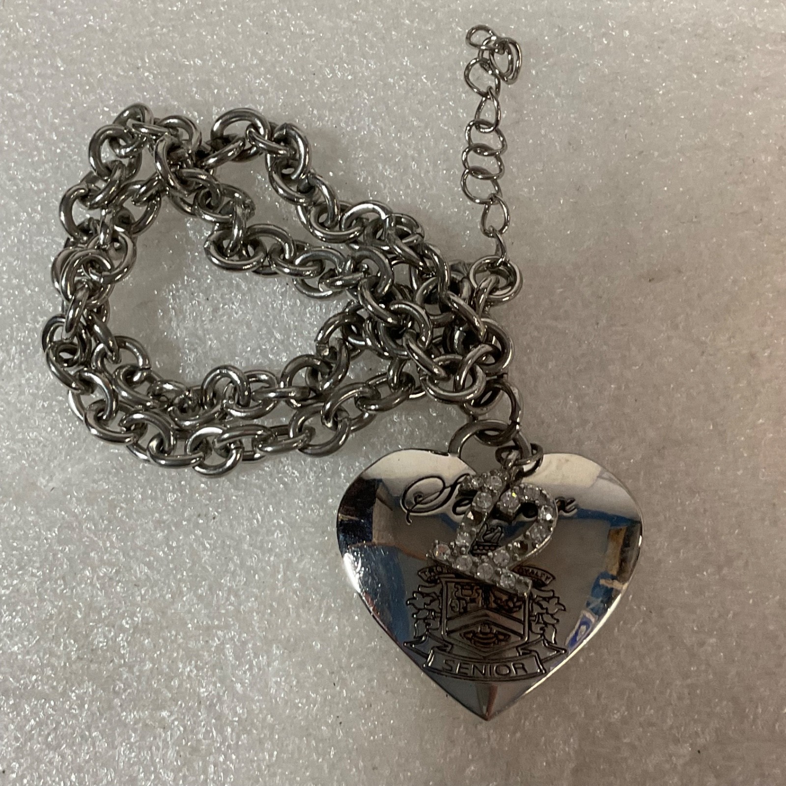 Class of 2012 Senior Heart Pendant Necklace w/ Crest & Rhinestone Charm - Image 6