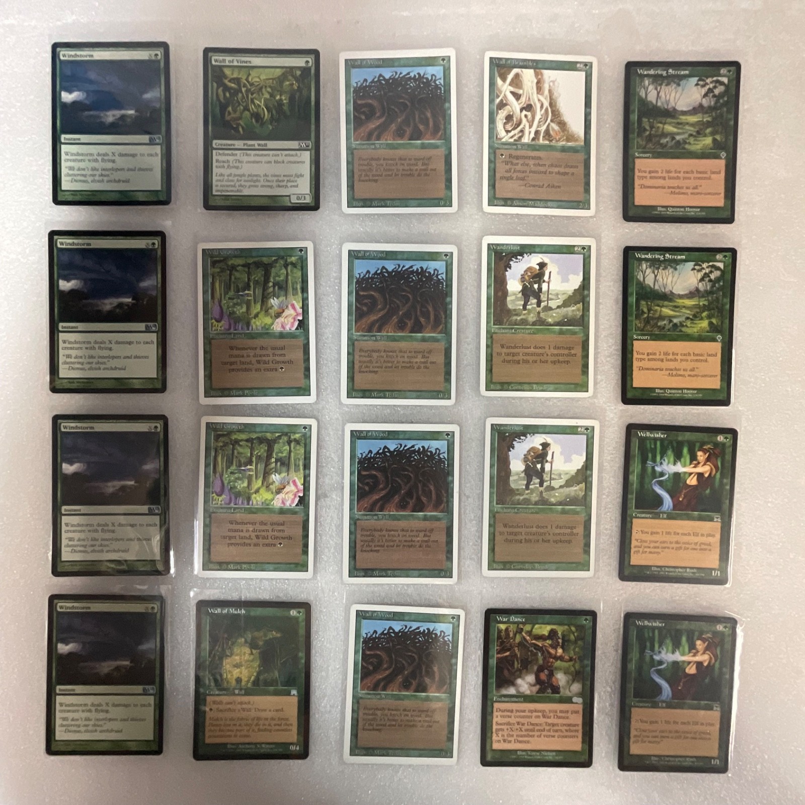 MTG 20 Card Lot Green Mixed Sets Windstorm Wellwisher Revised Onslaught - Image 1