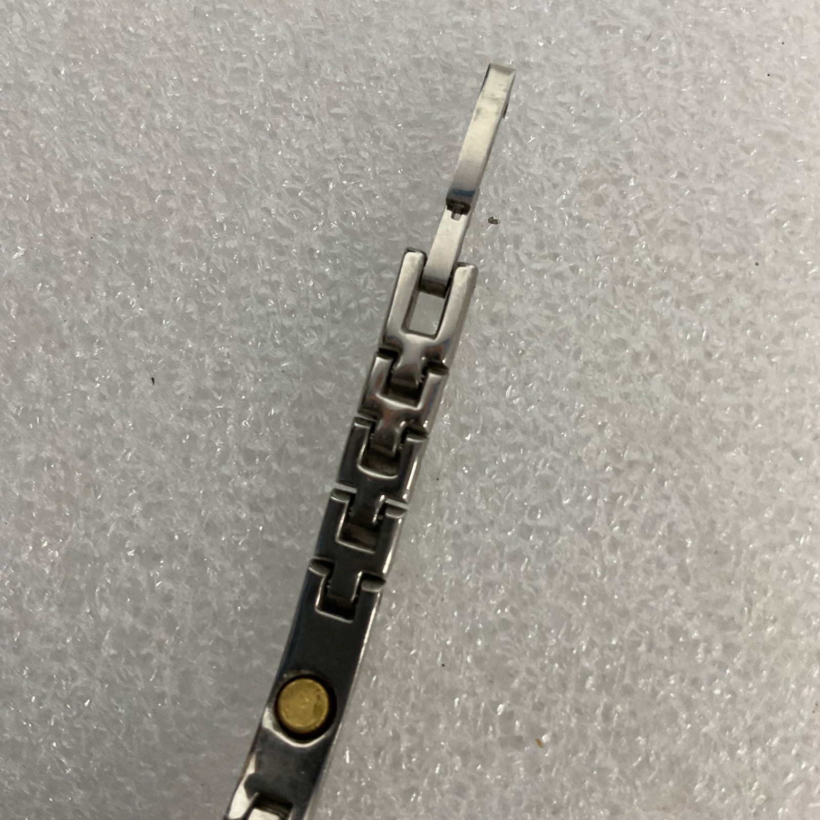 Magnetic Therapy Bracelet Stainless Steel Link Unisex 7.5" Missing 2 Magnets - Image 3