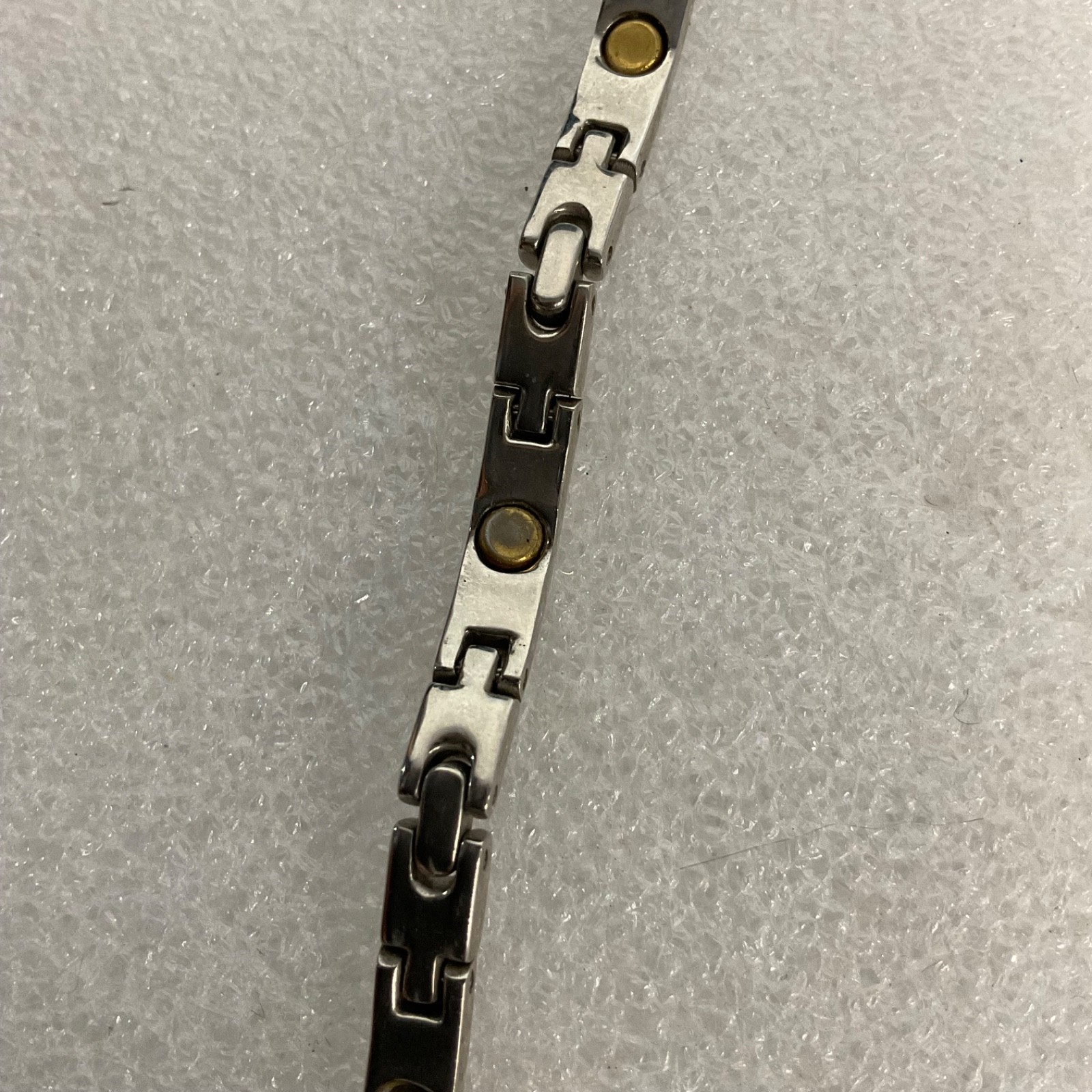 Magnetic Therapy Bracelet Stainless Steel Link Unisex 7.5" Missing 2 Magnets - Image 5