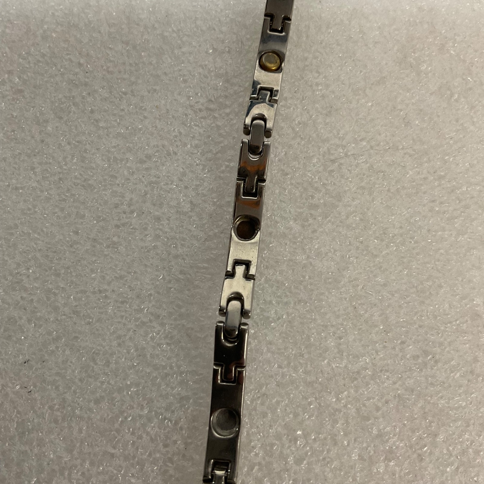 Magnetic Therapy Bracelet Stainless Steel Link Unisex 7.5" Missing 2 Magnets - Image 6