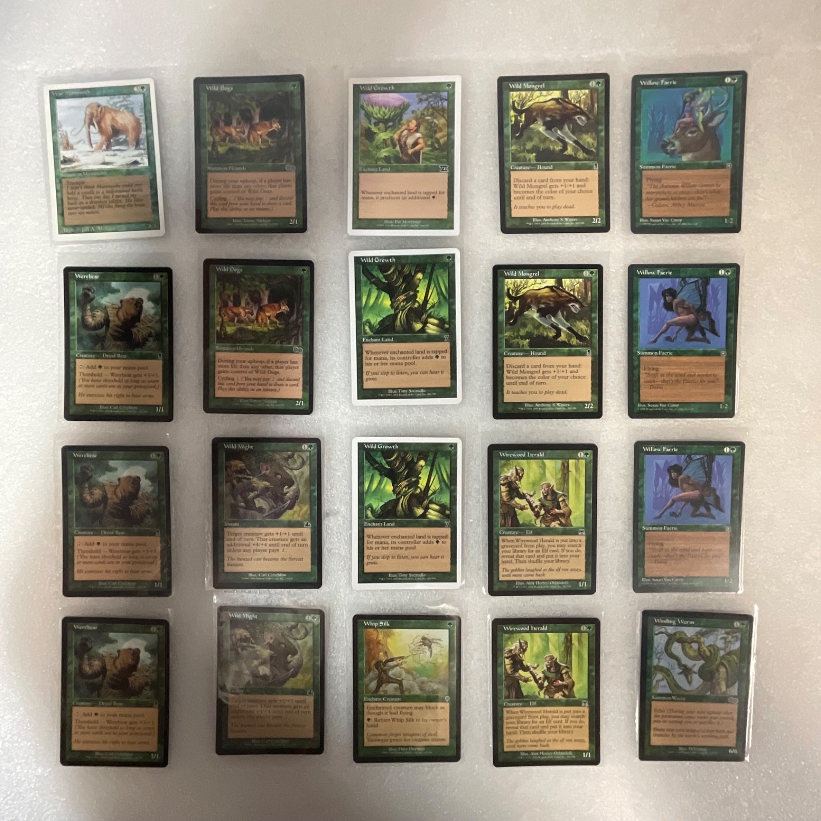 MTG 20 Card Green Lot Mixed Sets Werebear Wild Mongrel Willow Faerie - Image 1