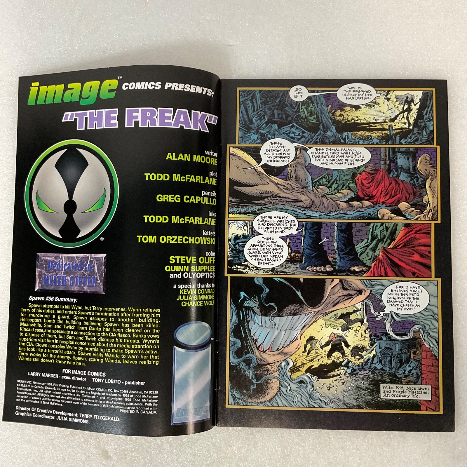 Spawn #37 Image Comics Nov 1995 Todd McFarlane Alan Moore Greg Capullo - Image 3