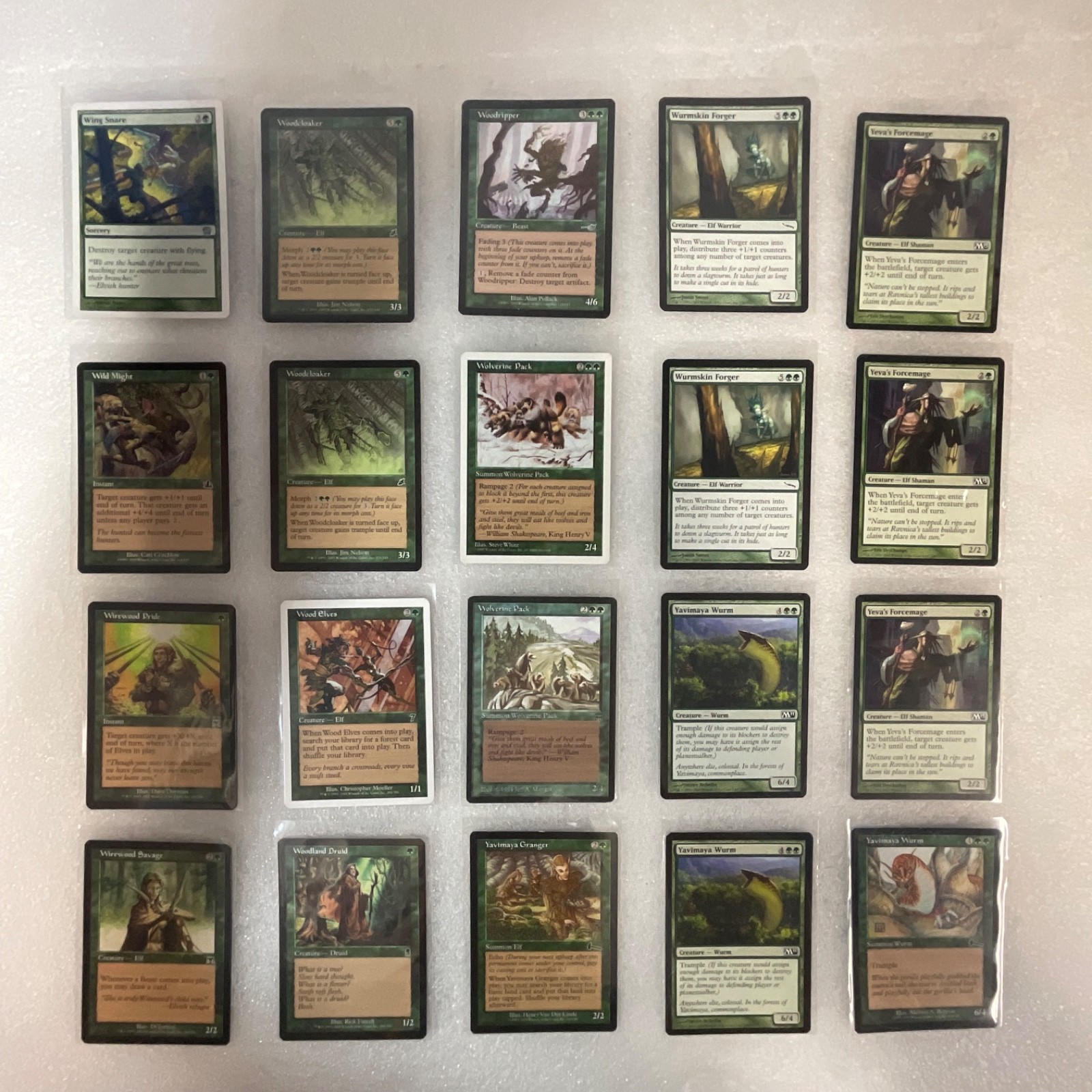 MTG 20 Card Green Lot Mixed Sets Yavimaya Wurm Yeva's Forcemage - Image 1