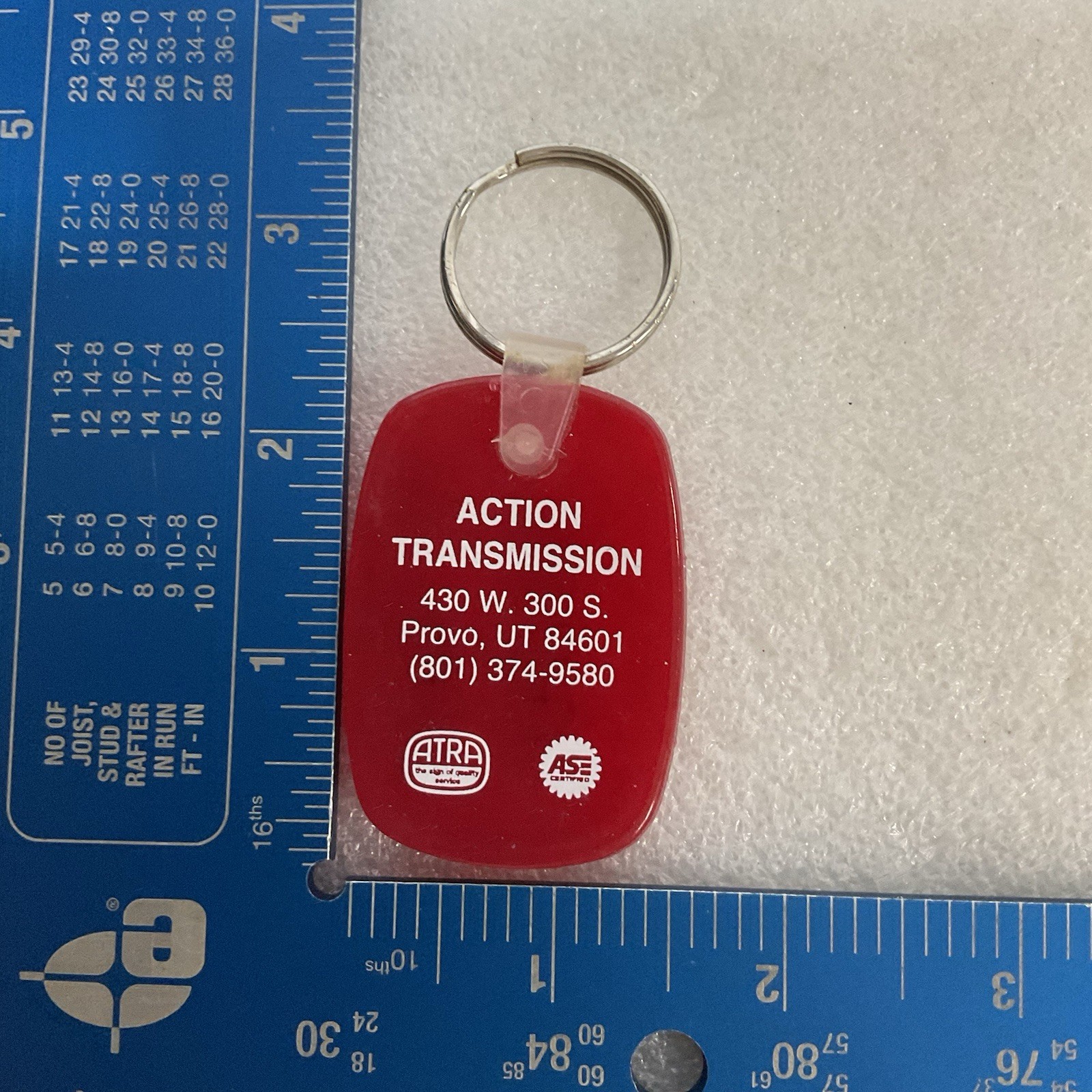 Vintage Action Transmission Provo UT Red Plastic Keychain ASE ATRA Promo Key Fob - Image 5
