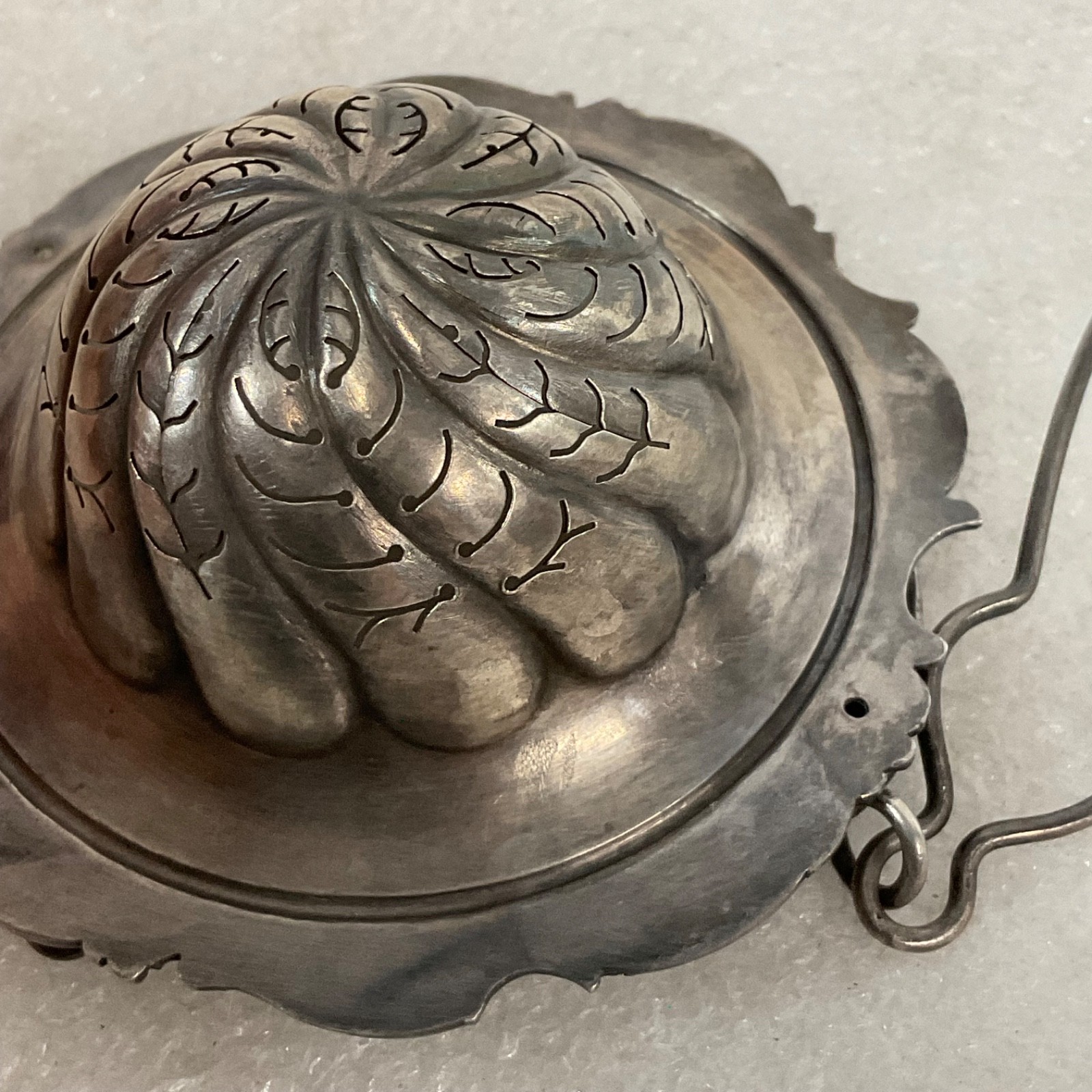 Ornate Silver Tea Strainer Basket with Wire Clip 3 in 32.13g - Image 7