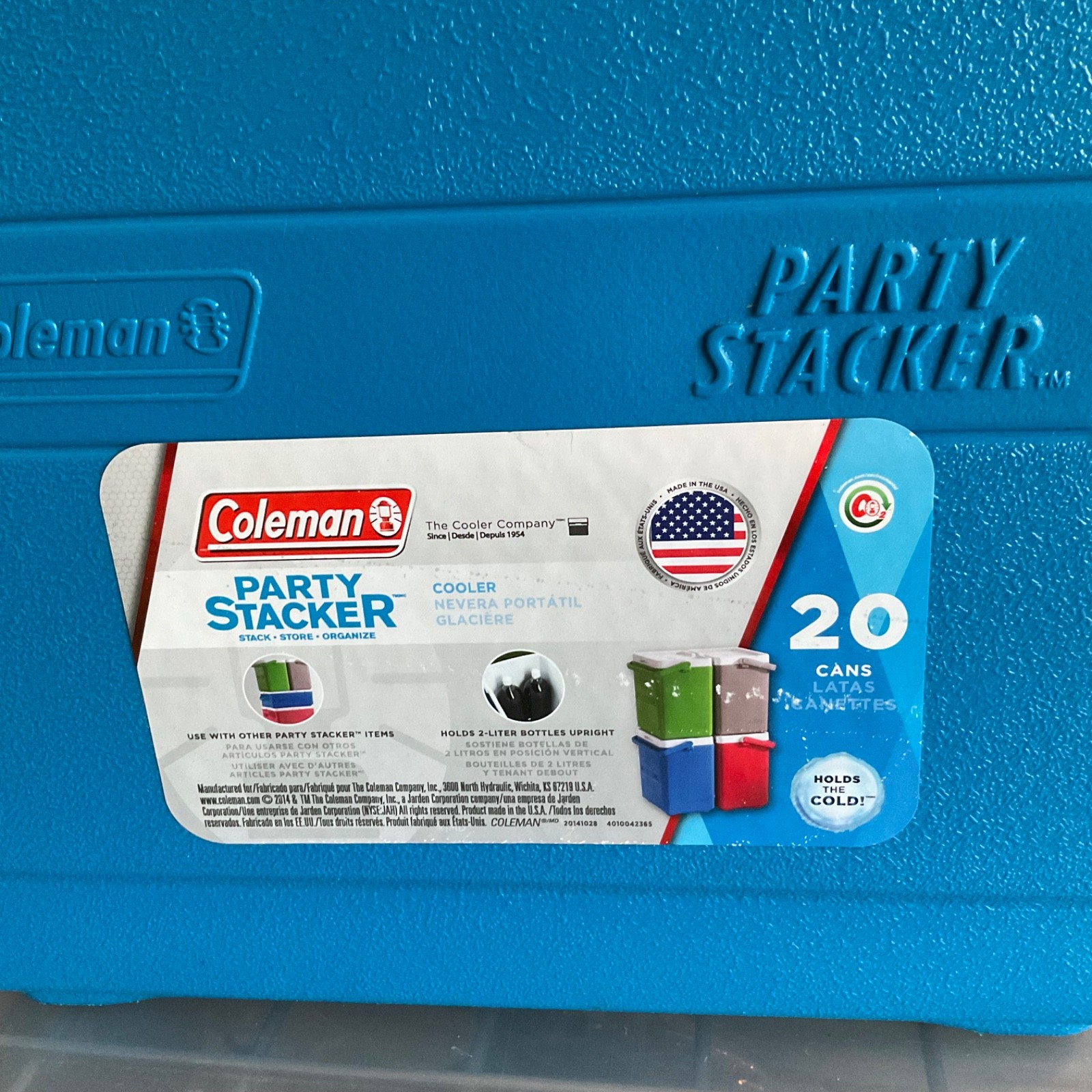 Coleman Party Stacker 20-Can Cooler Model 6224 Blue White 15 in - Image 2