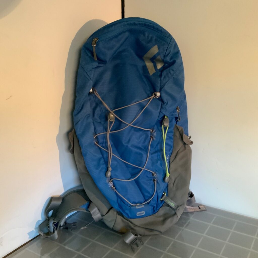 Black Diamond Sonic Hiking Backpack Blue Gray Padded Hip Belt Bungee - Image 1