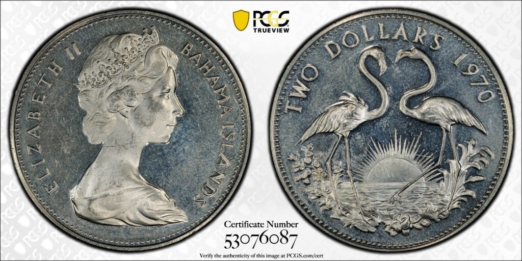 1970 $2 Bahamas Flamingos PCGS PR62CAM Cert#53076087 - Image 1