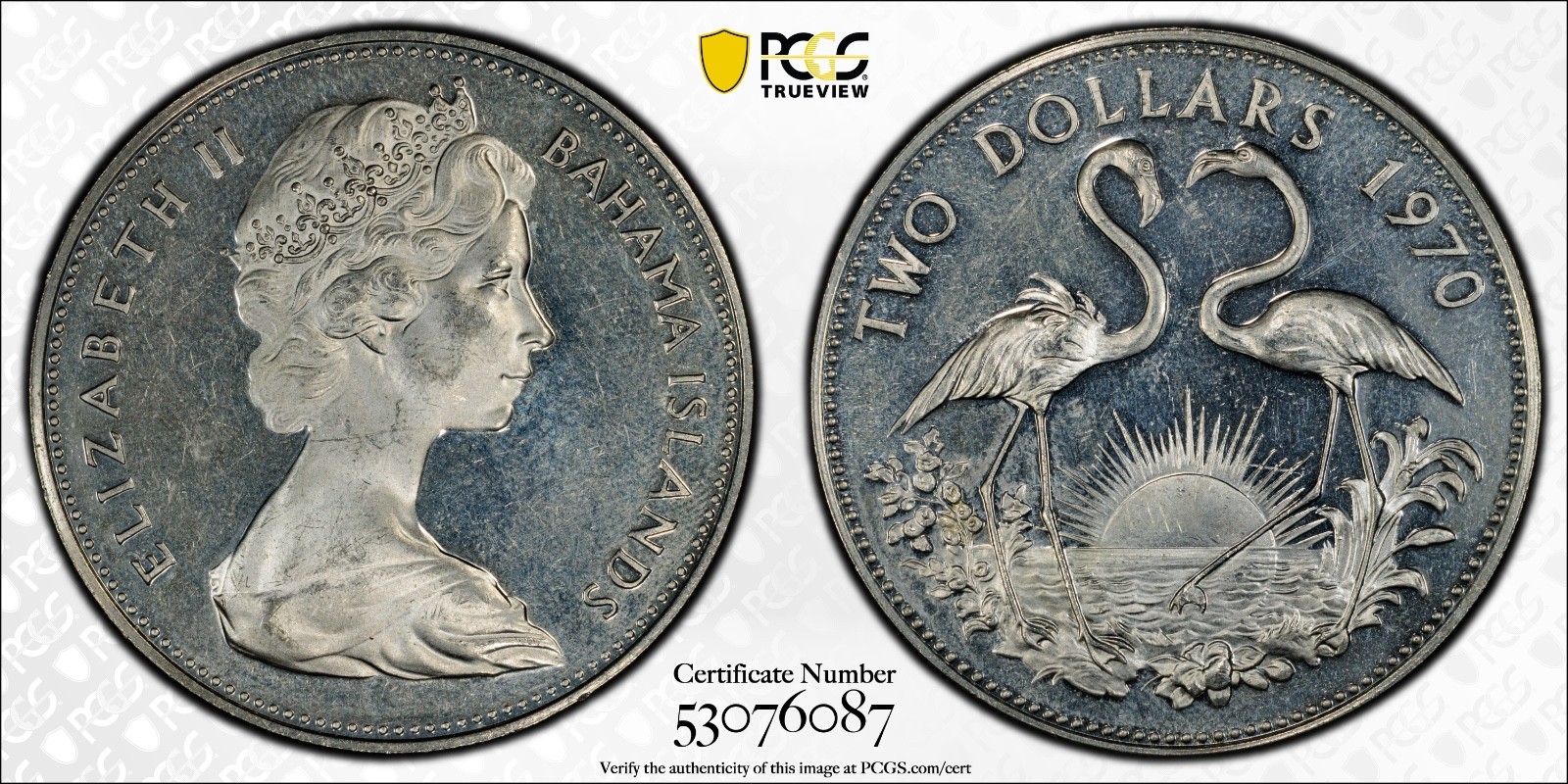 1970 $2 Bahamas Flamingos PCGS PR62CAM Cert#53076087 - Image 1