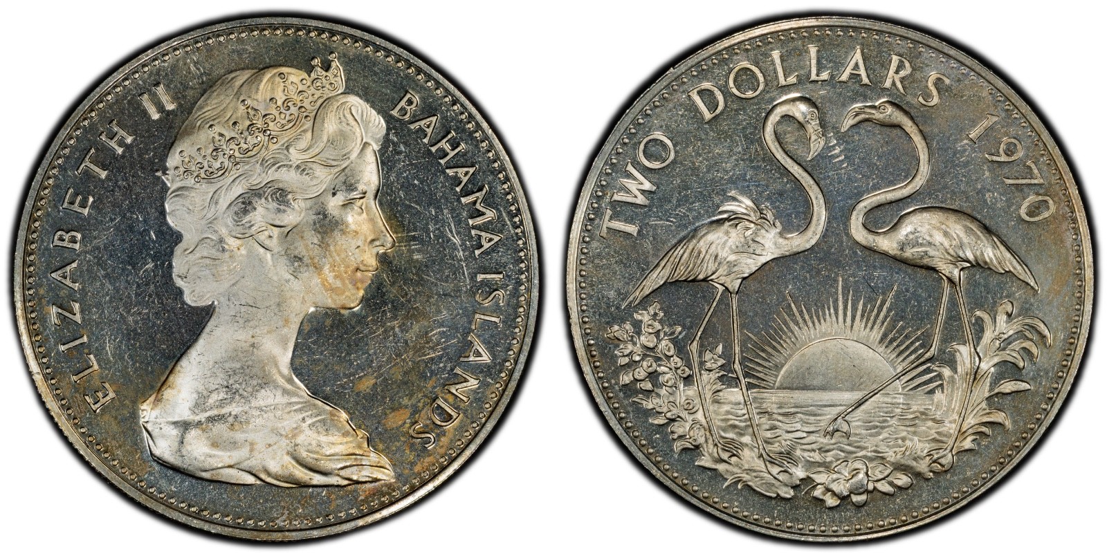 1970 $2 Bahamas Flamingos PCGS PR64CAM Toned Cert#53076088 - Image 4