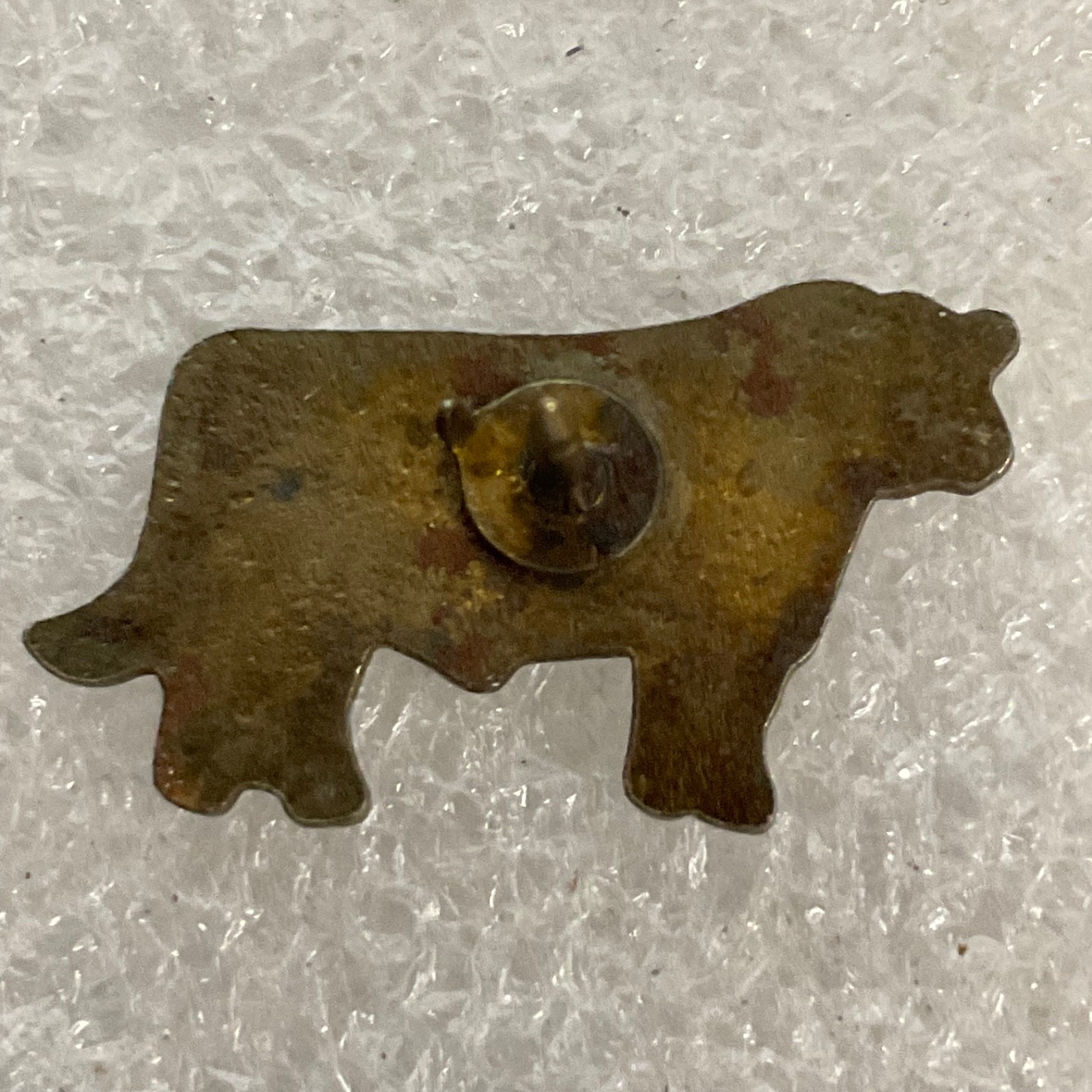 Vintage Black Cow Lapel Pin 1in Gold Tone Outline Enamel Farm Animal Brooch - Image 2