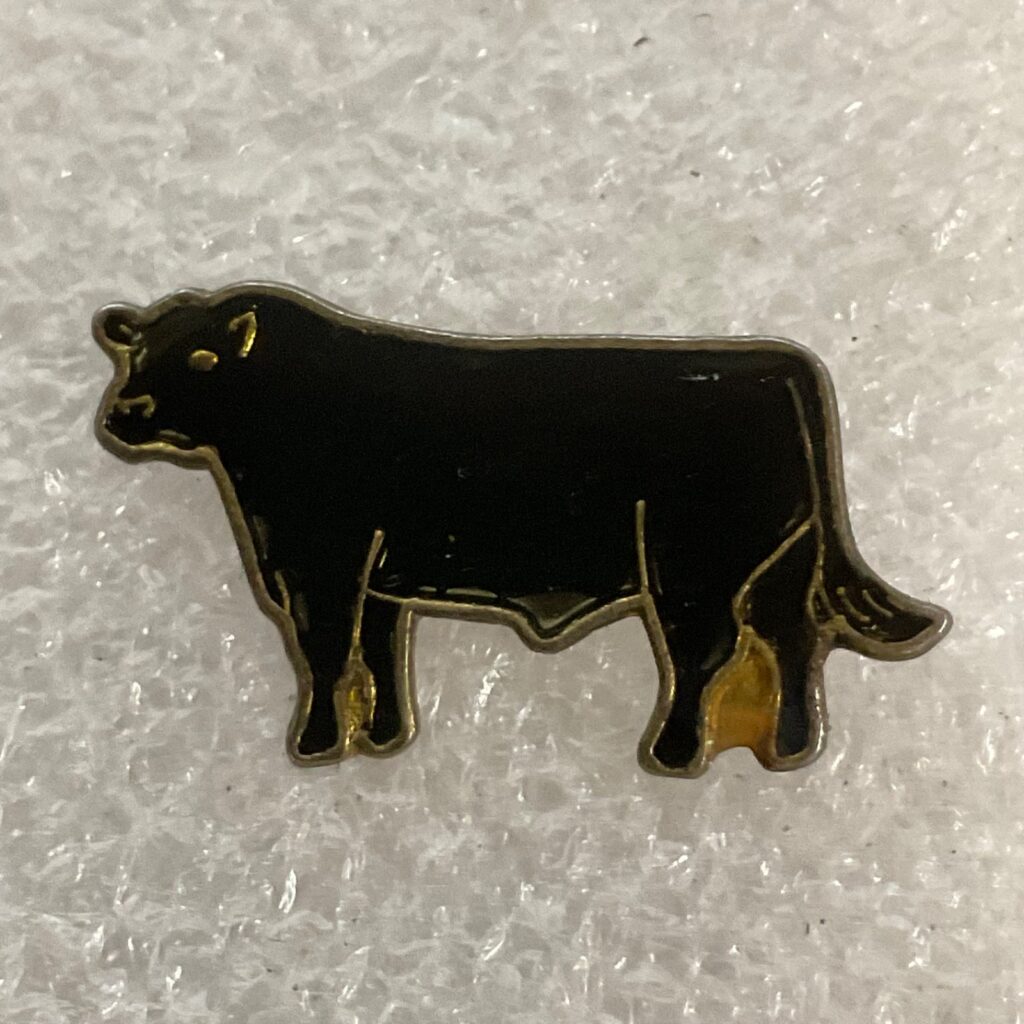 Vintage Black Cow Lapel Pin 1in Gold Tone Outline Enamel Farm Animal Brooch - Image 1