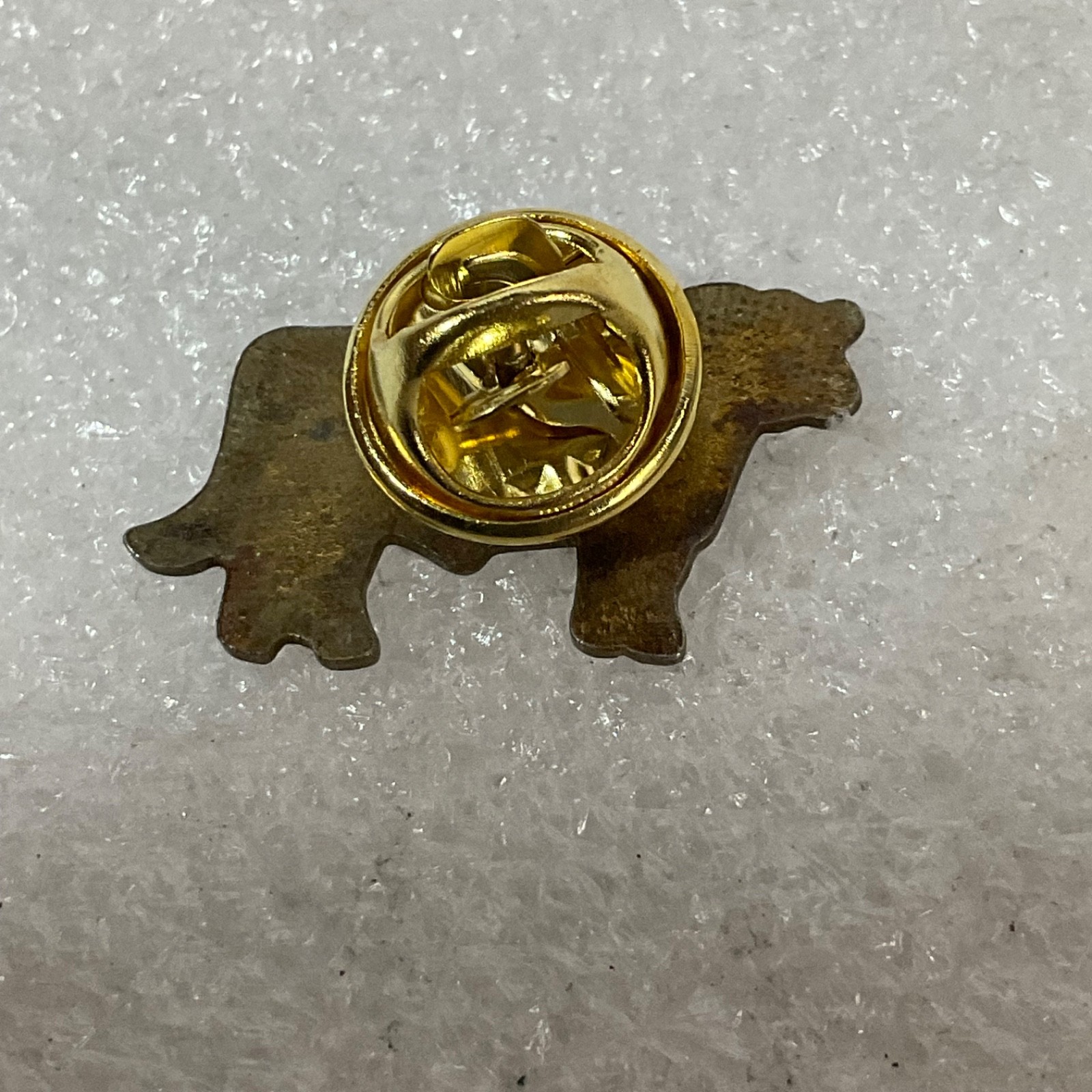 Vintage Black Cow Lapel Pin 1in Gold Tone Outline Enamel Farm Animal Brooch - Image 4