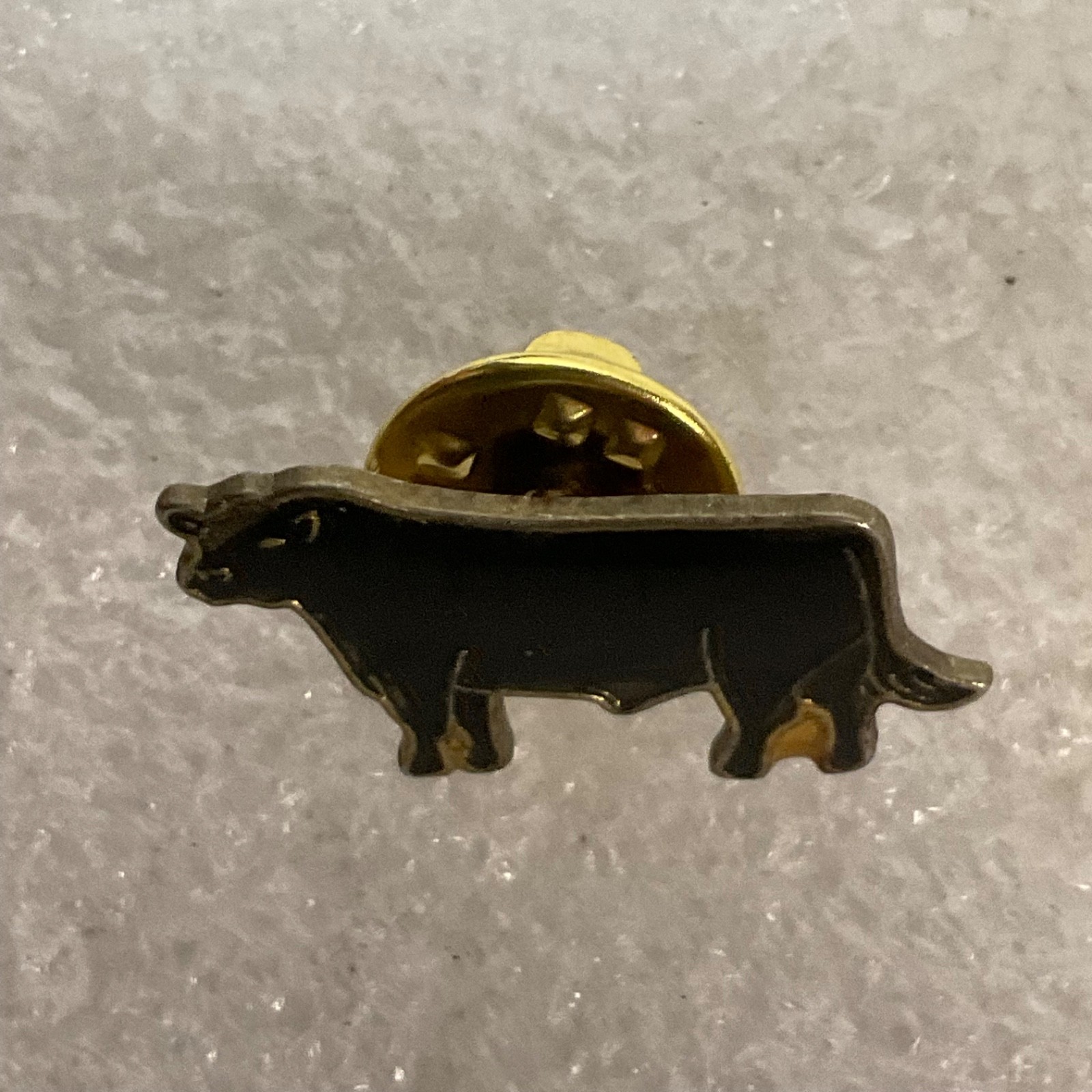 Vintage Black Cow Lapel Pin 1in Gold Tone Outline Enamel Farm Animal Brooch - Image 5