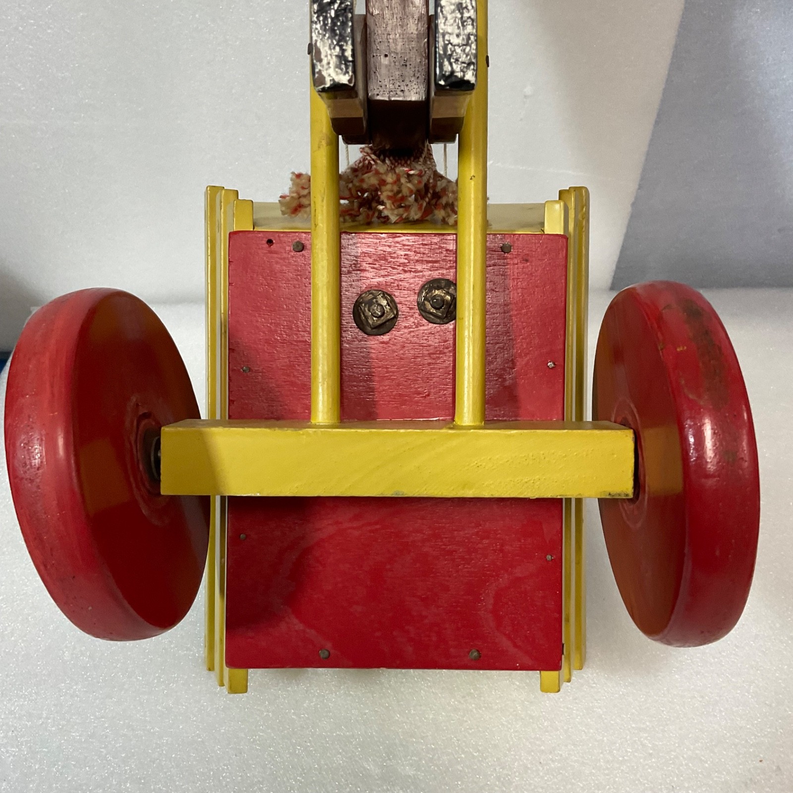Vintage Wooden Horse Drawn Cart Toy w/ Man Driver Folk Art Hand Painted 17 - Image 17
