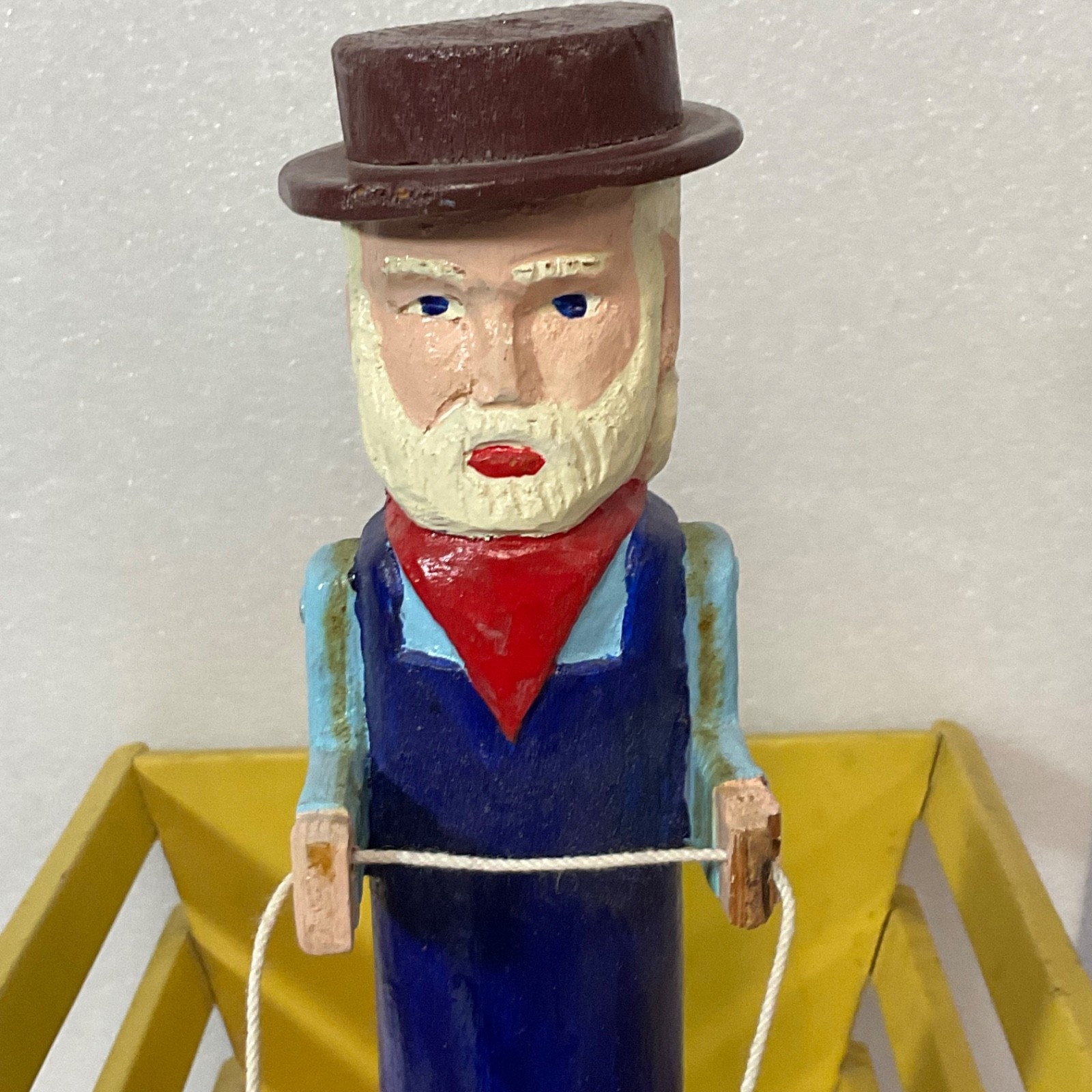 Vintage Wooden Horse Drawn Cart Toy w/ Man Driver Folk Art Hand Painted 17 - Image 22