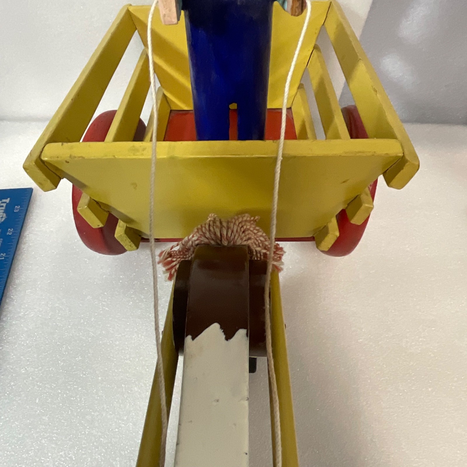 Vintage Wooden Horse Drawn Cart Toy w/ Man Driver Folk Art Hand Painted 17 - Image 23