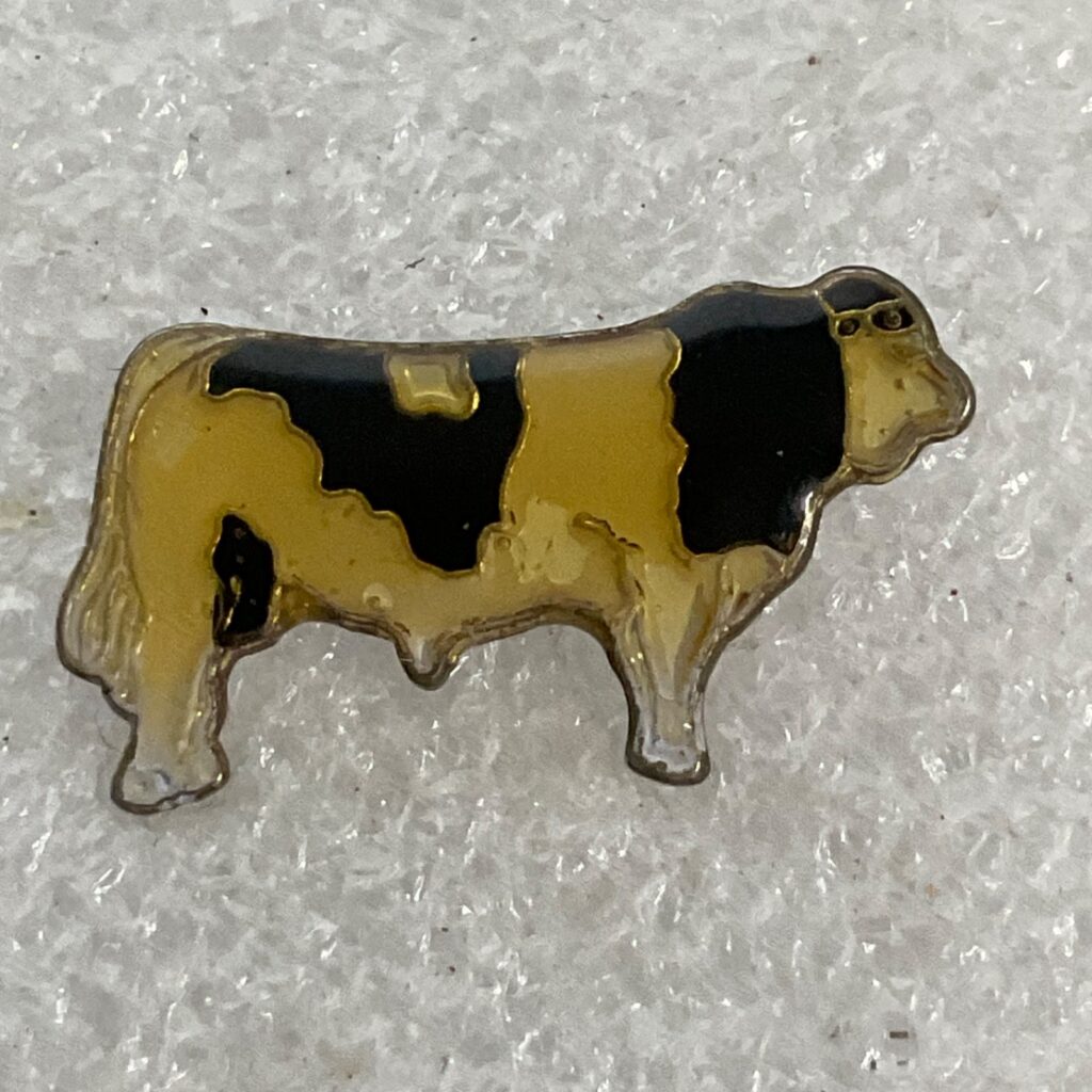 Vintage Black & White Cow Pin 1in Enamel Lapel Brooch Farm Animal Collectible - Image 1