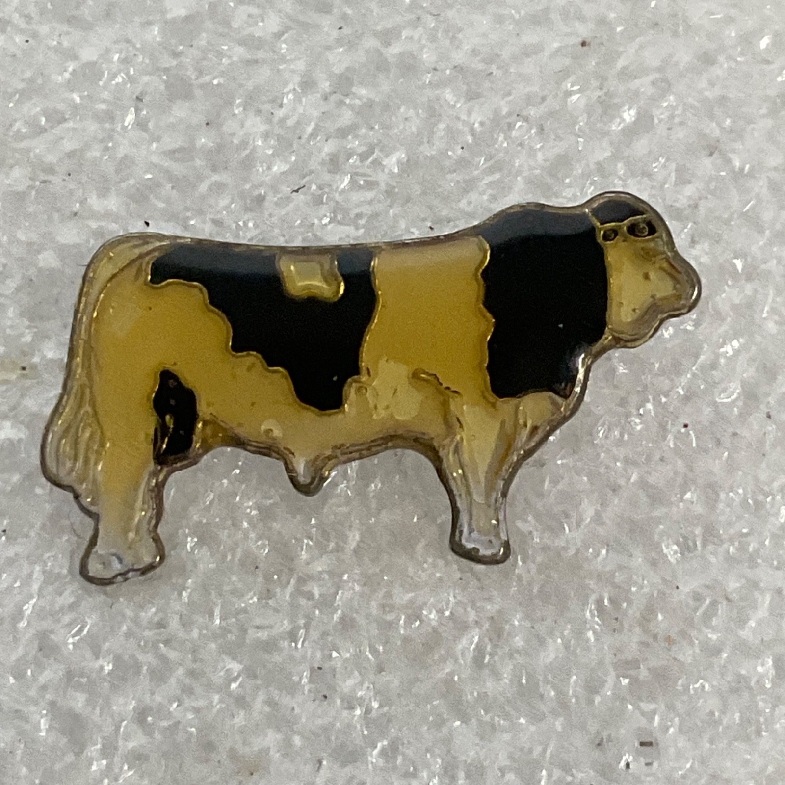Vintage Black & White Cow Pin 1in Enamel Lapel Brooch Farm Animal Collectible - Image 1
