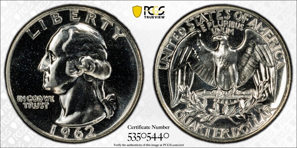 1962 25C United States Washington Quarter PCGS PR67 Cert#53505440 - Image 1