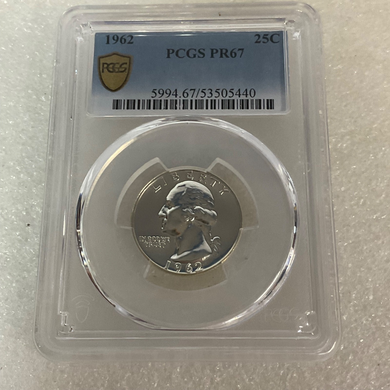 1962 25C United States Washington Quarter PCGS PR67 Cert#53505440 - Image 6