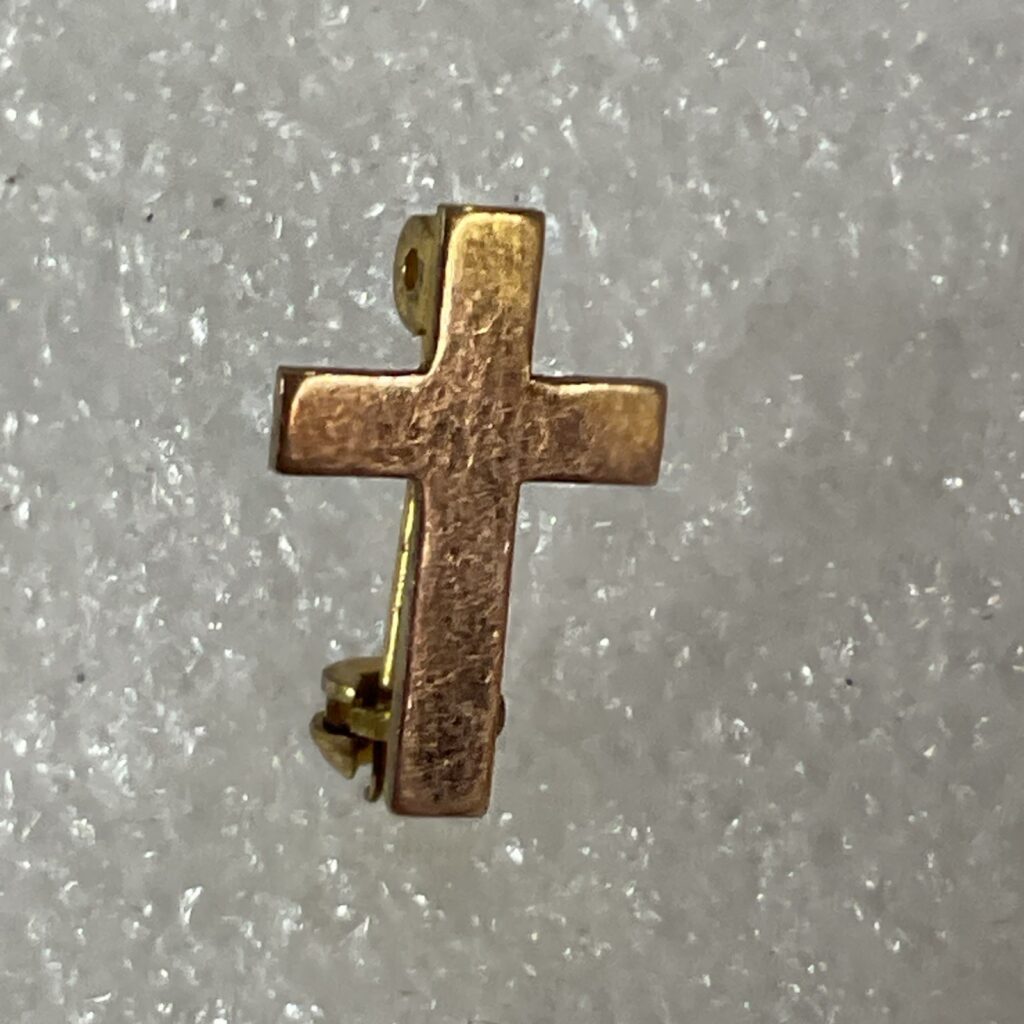 Gold Toned 1/2” Cross Pin Pinback Religious Symbolism - Image 1