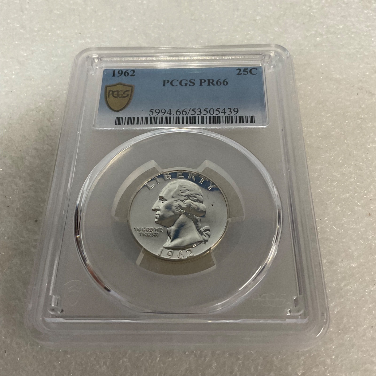 1962 25C United States Washington Quarter PCGS PR66 Gold Shield Cert#53505439 - Image 6