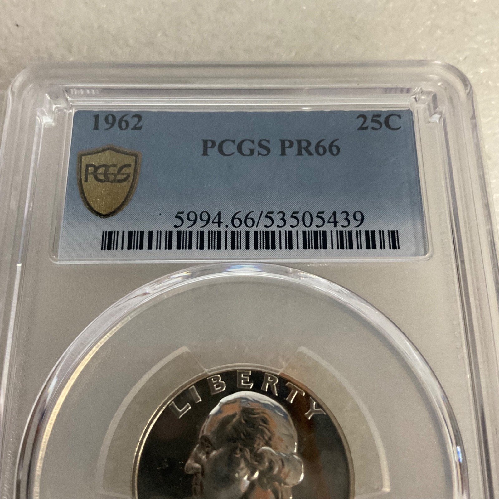 1962 25C United States Washington Quarter PCGS PR66 Gold Shield Cert#53505439 - Image 8
